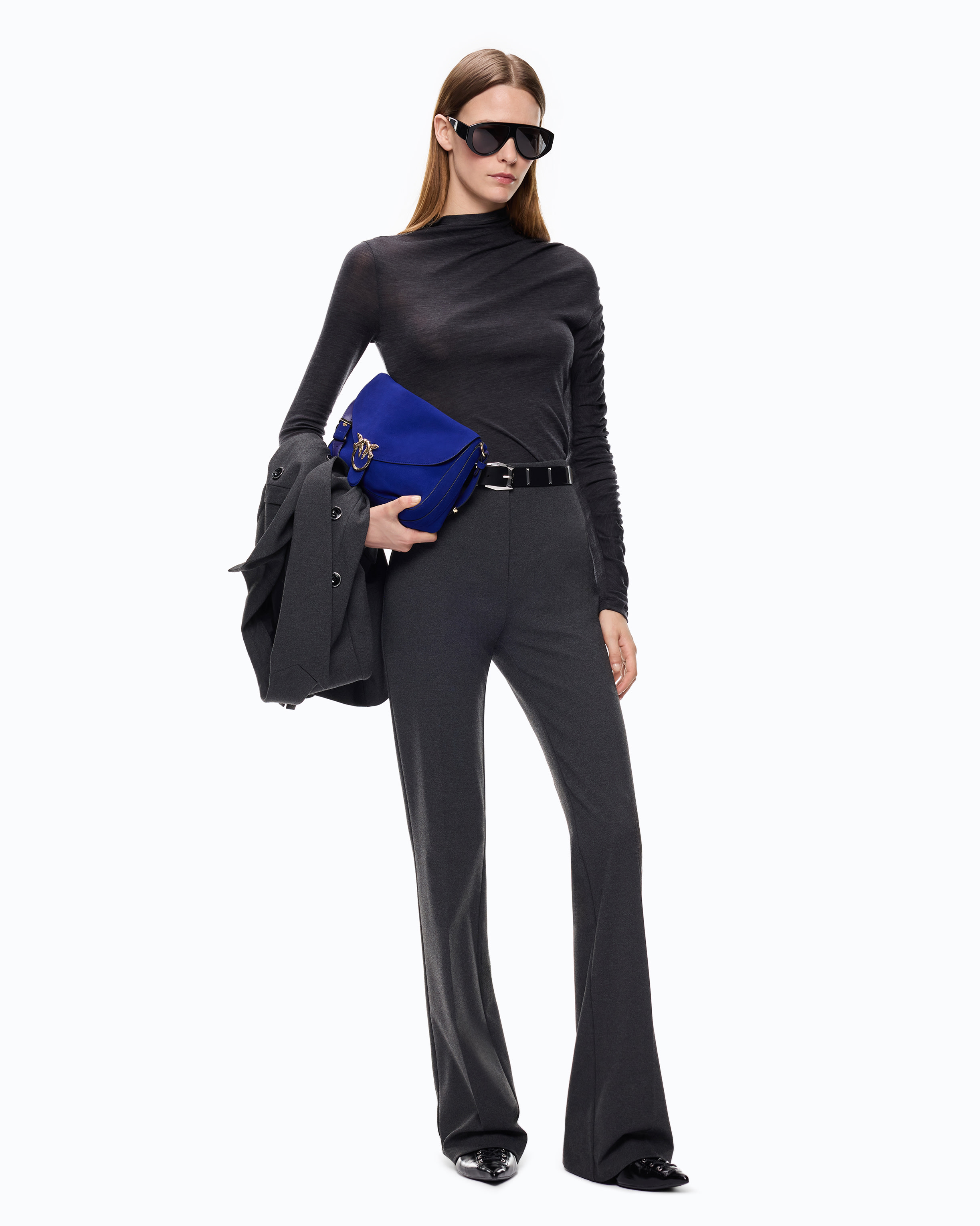 Flared Ponte-Knit Trousers