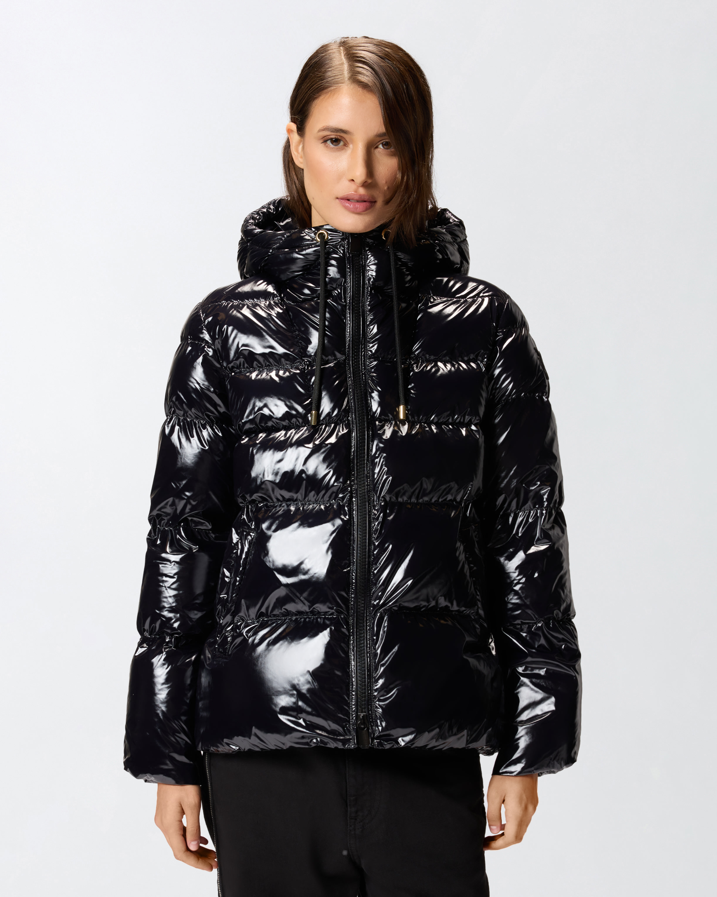 Hooded Crystal Nylon Down Jacket