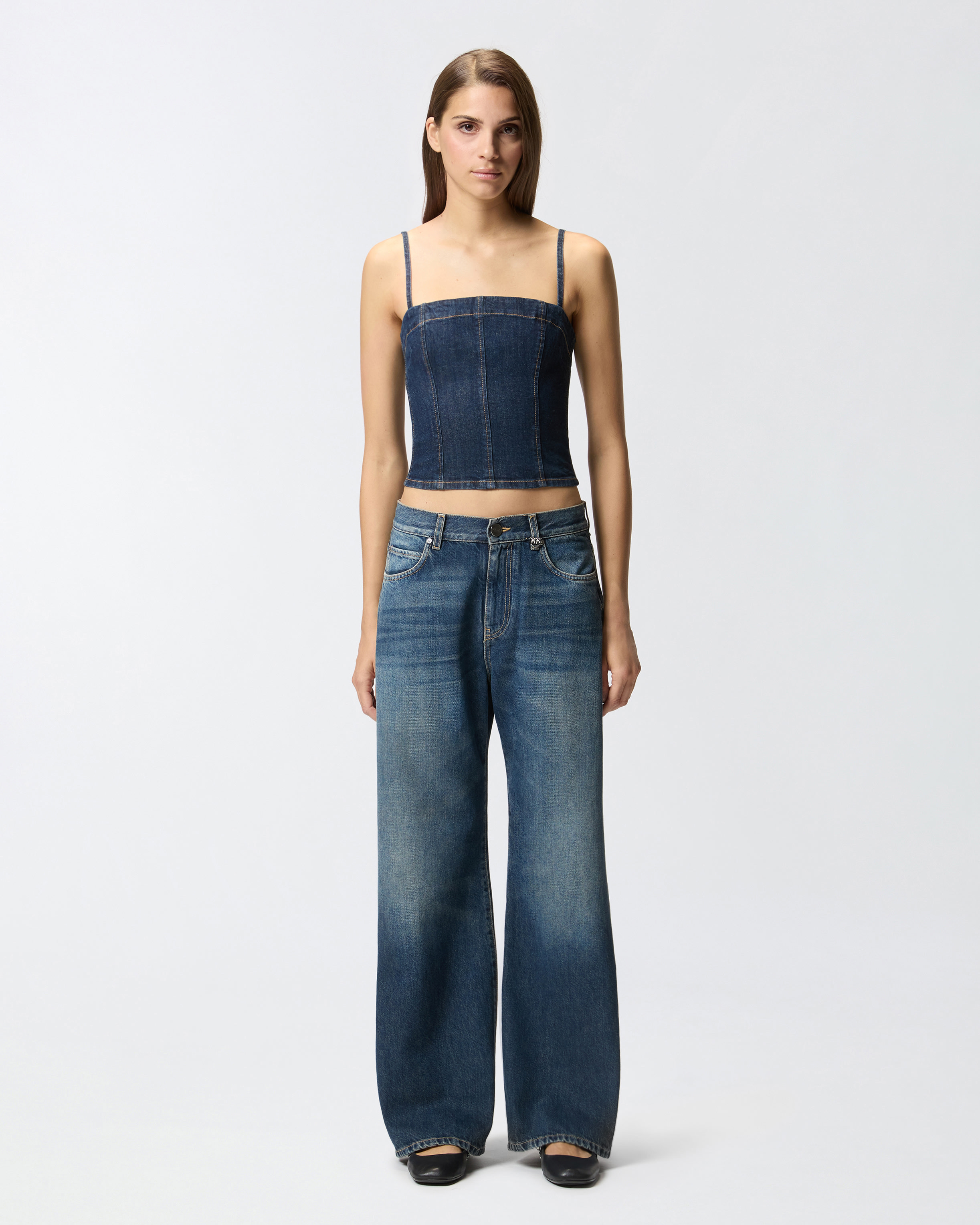 Wide-Leg Soft Denim Jeans