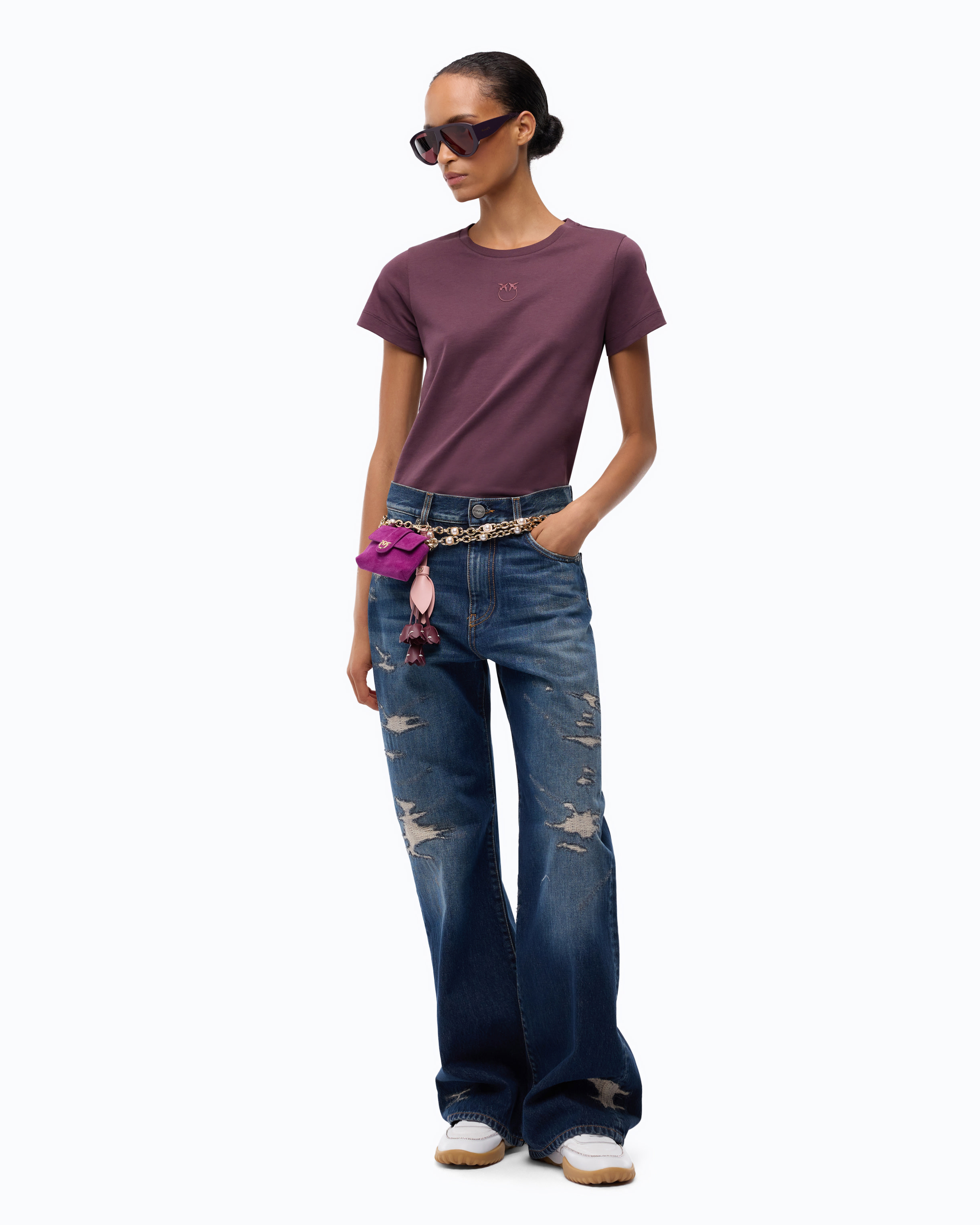 Jeans Wide Leg Con Rotture