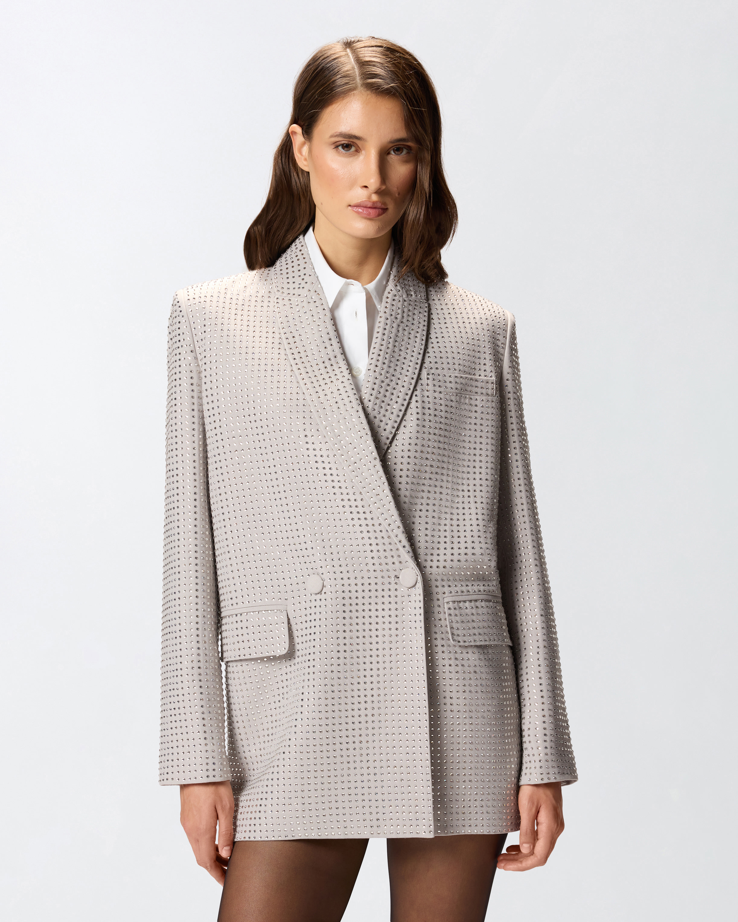 Oversize Doppelreihiger Blazer Mit Strass