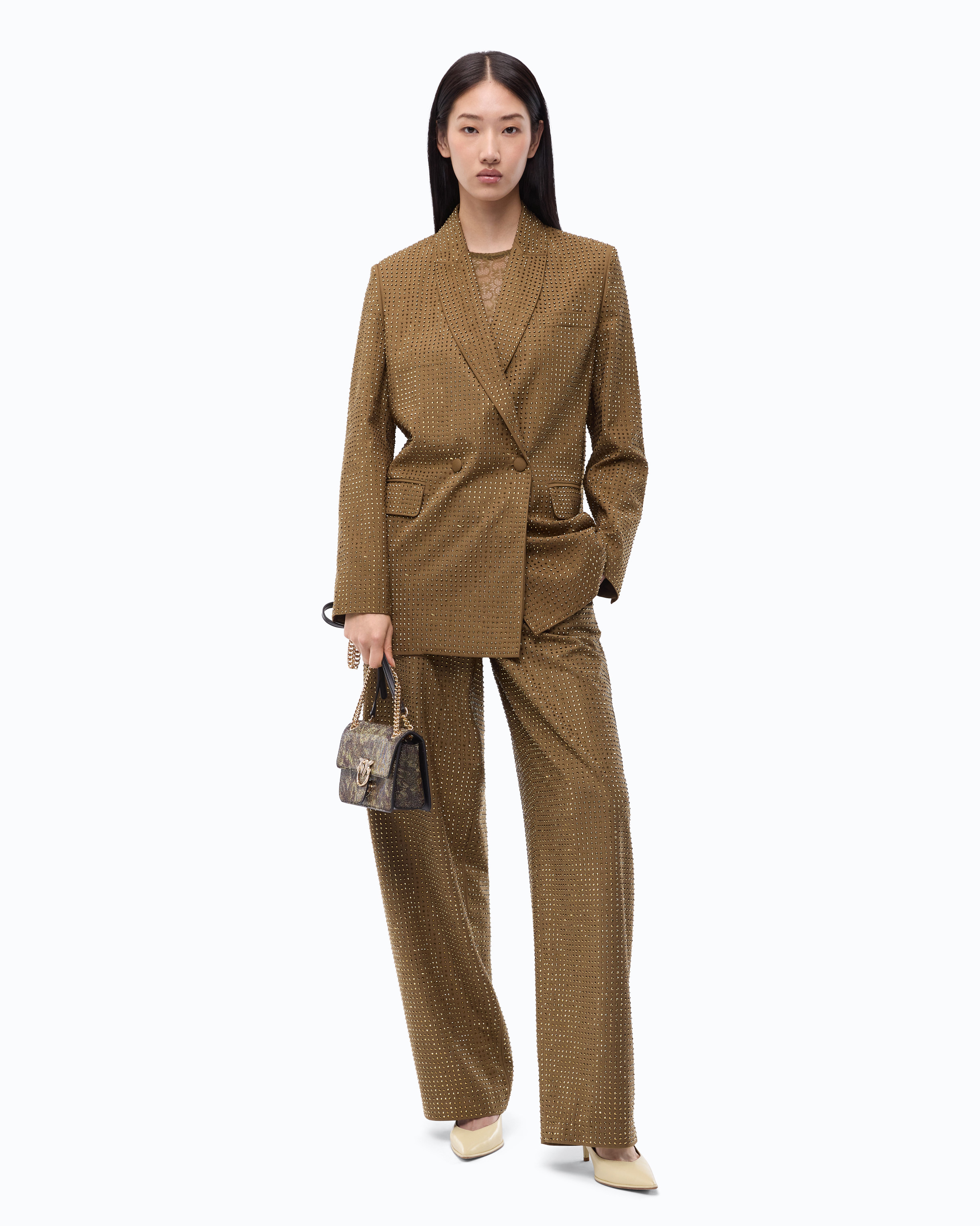 Zweireihige Oversize-Jacke Mit Strasssteinen