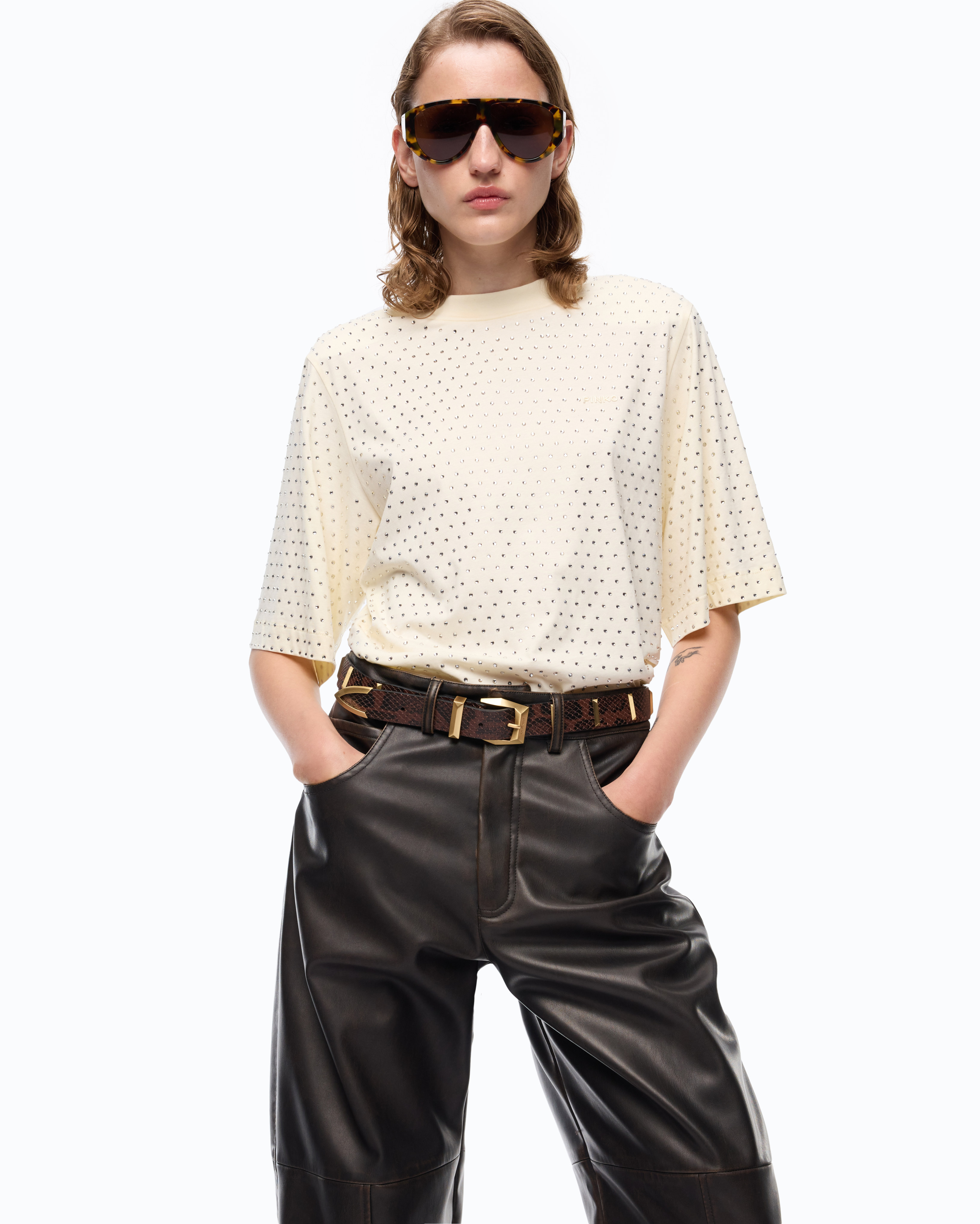 Camiseta Con Strass Y Logotipo