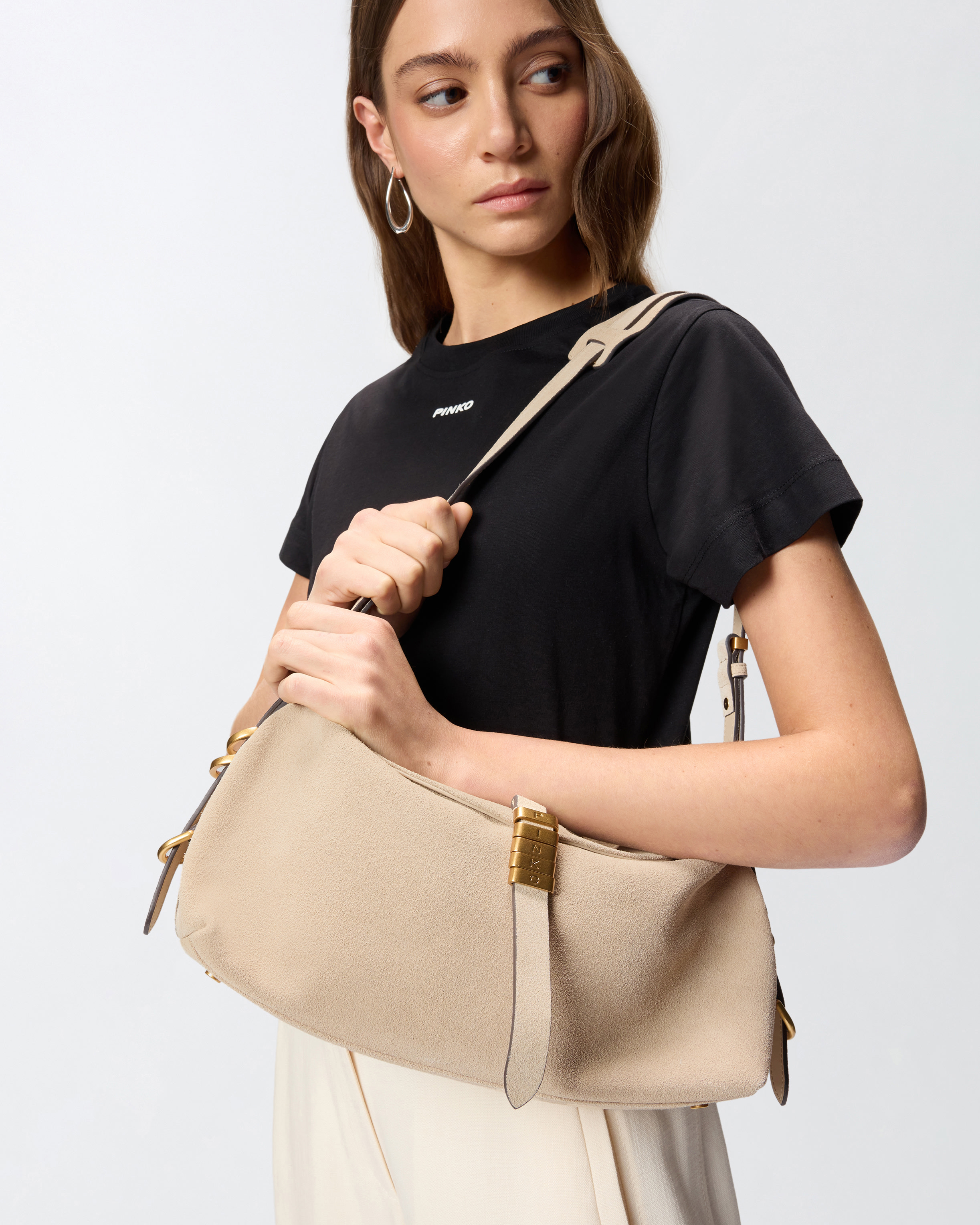 Saddle Bag Baguette Medium Shoulder Bag In Suede