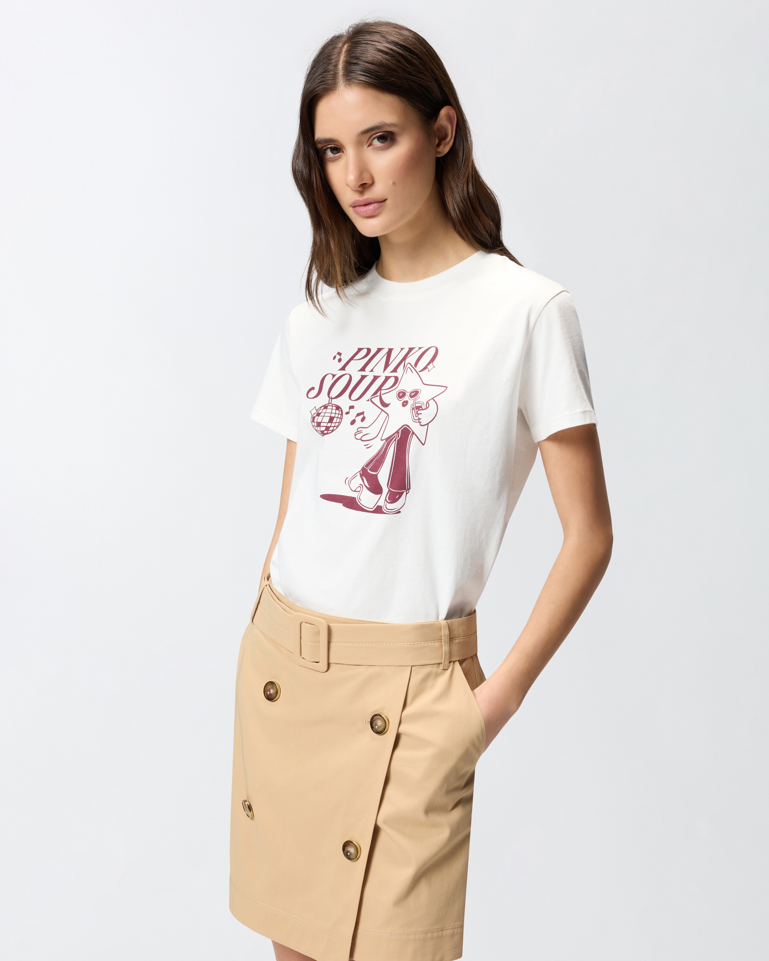 T-Shirt Avec Imprimé Étoile Disco Pinko Sour