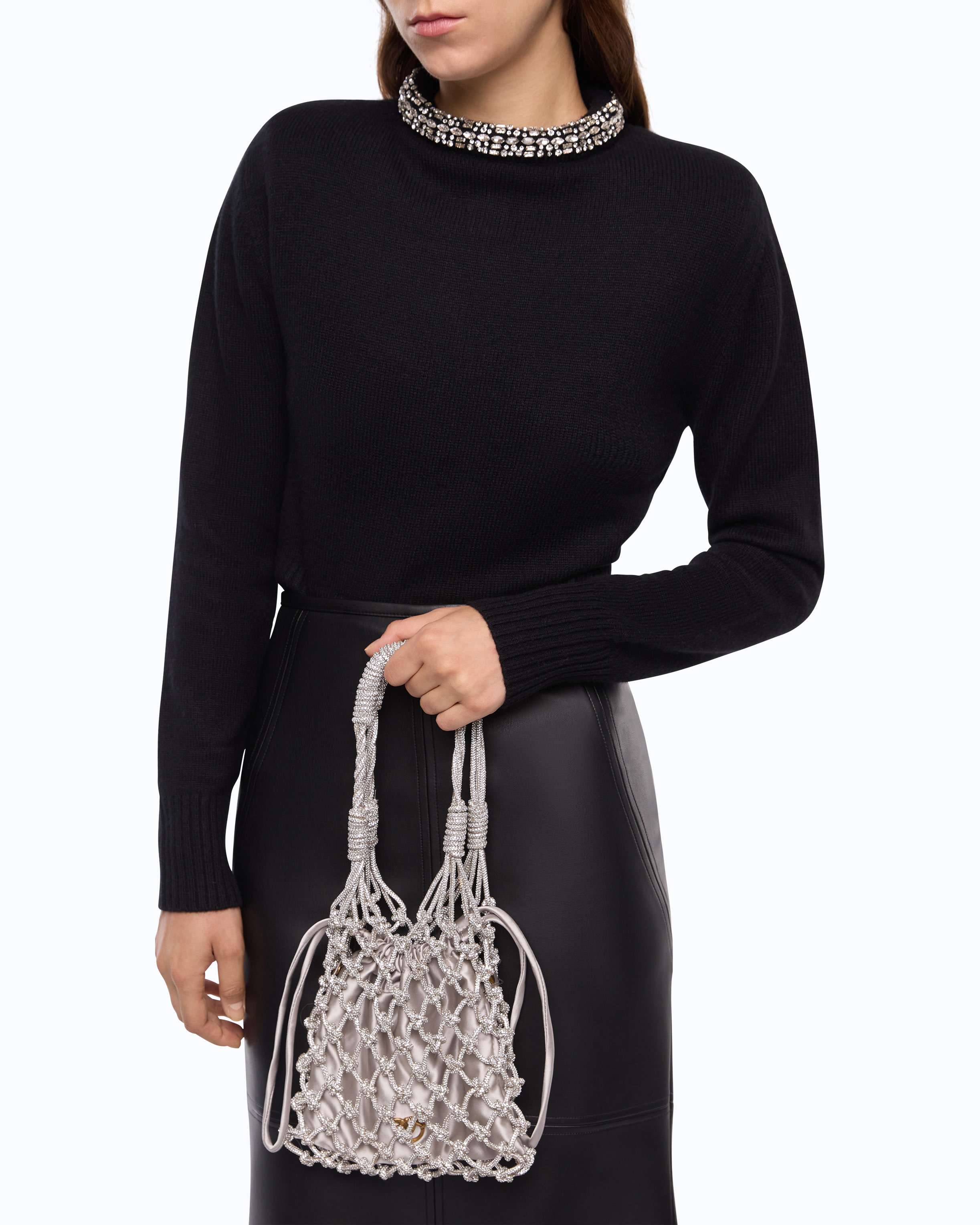Small Shoulder Bag With Micro Rhinestones