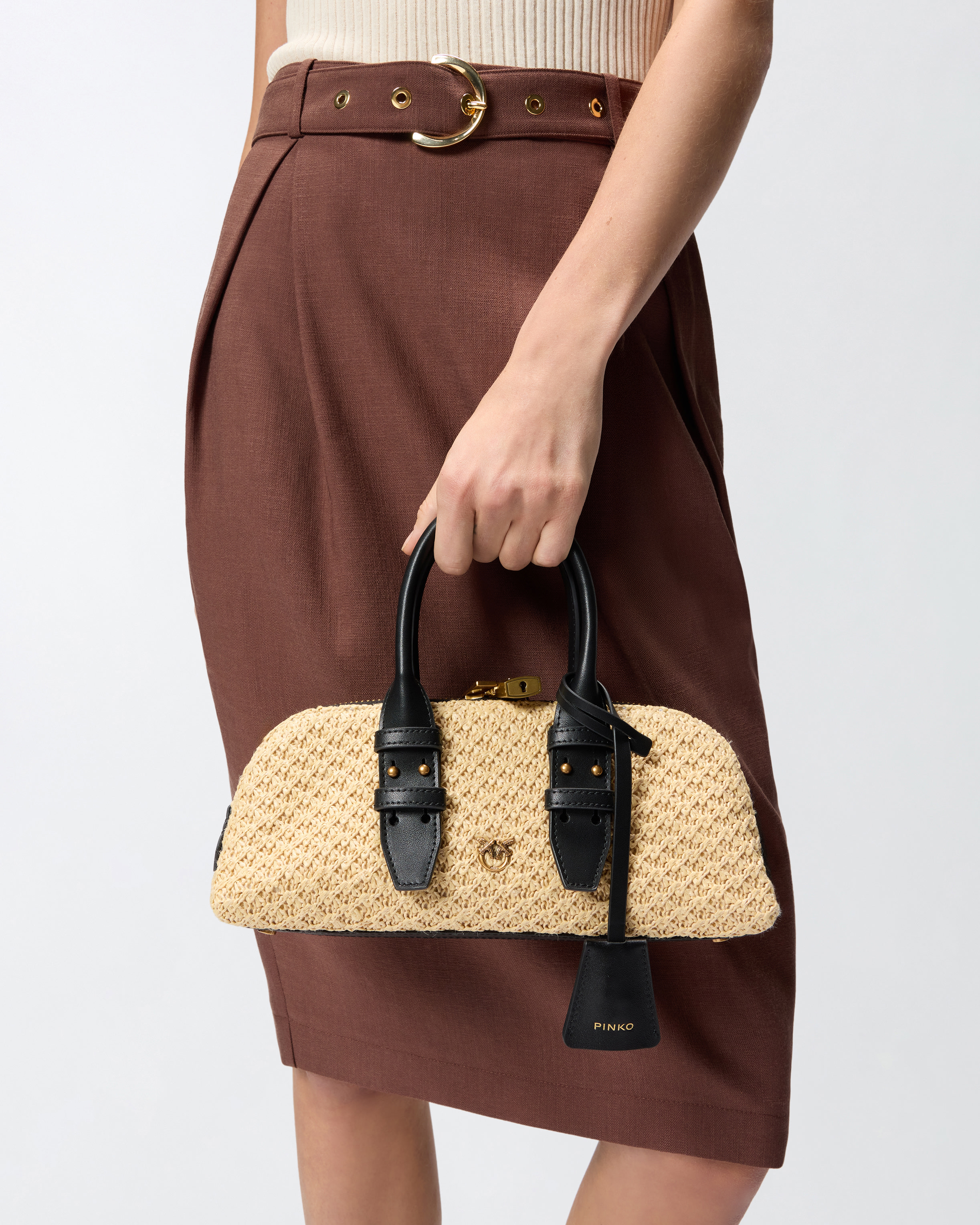 Bolso De Mano Pequeño Escape Bag Horizontal De Rafia