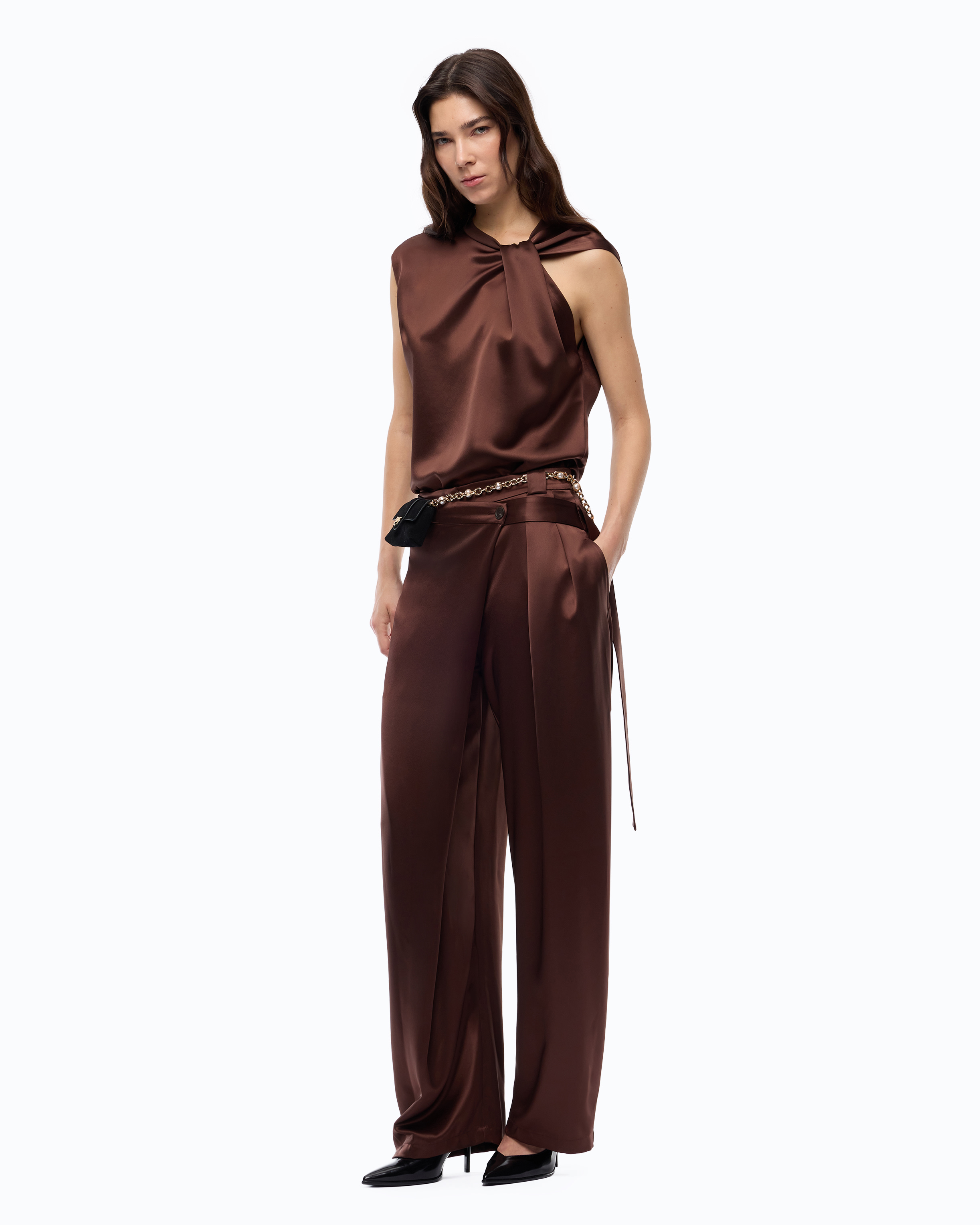 Pantaloni In Satin A Portafoglio