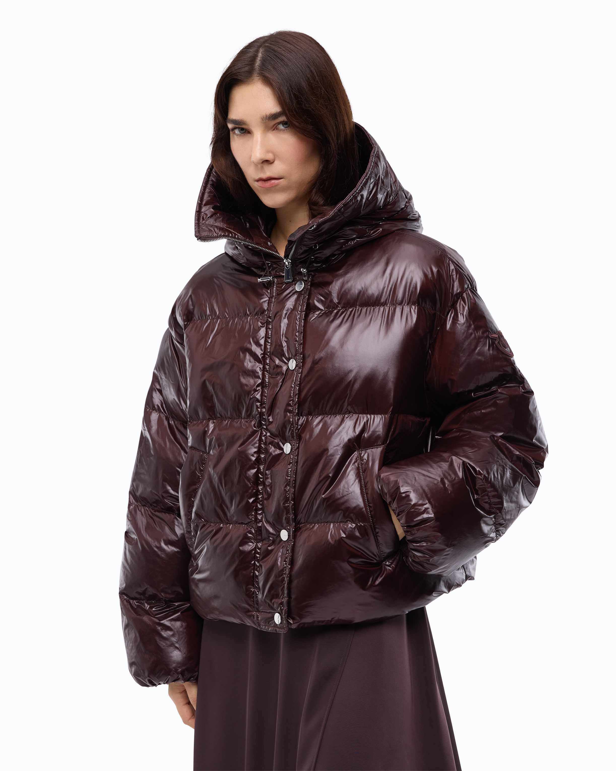 Daunenjacke Mit Kapuze Aus Technischem Gewebe