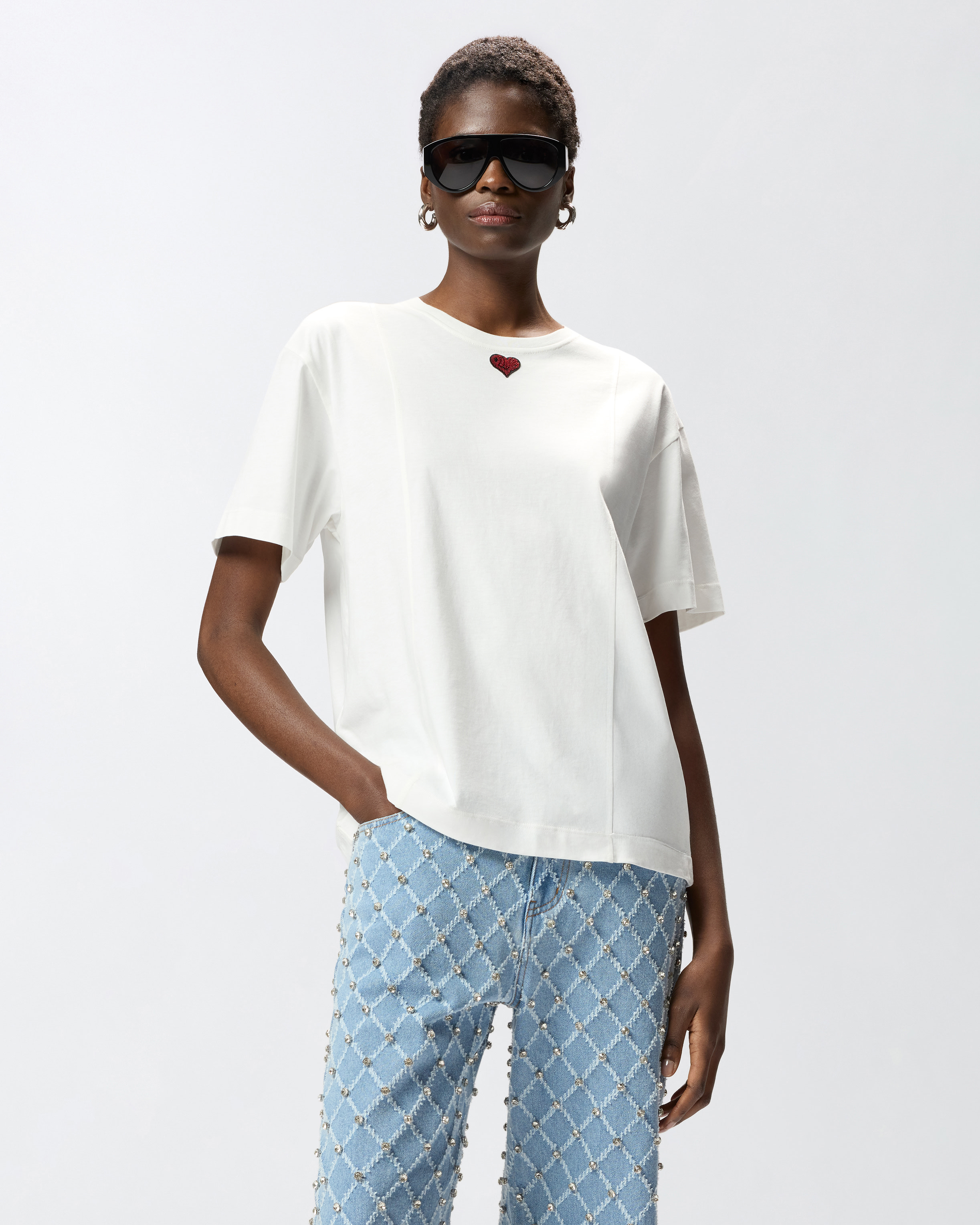T-Shirt With Heart Embroidery