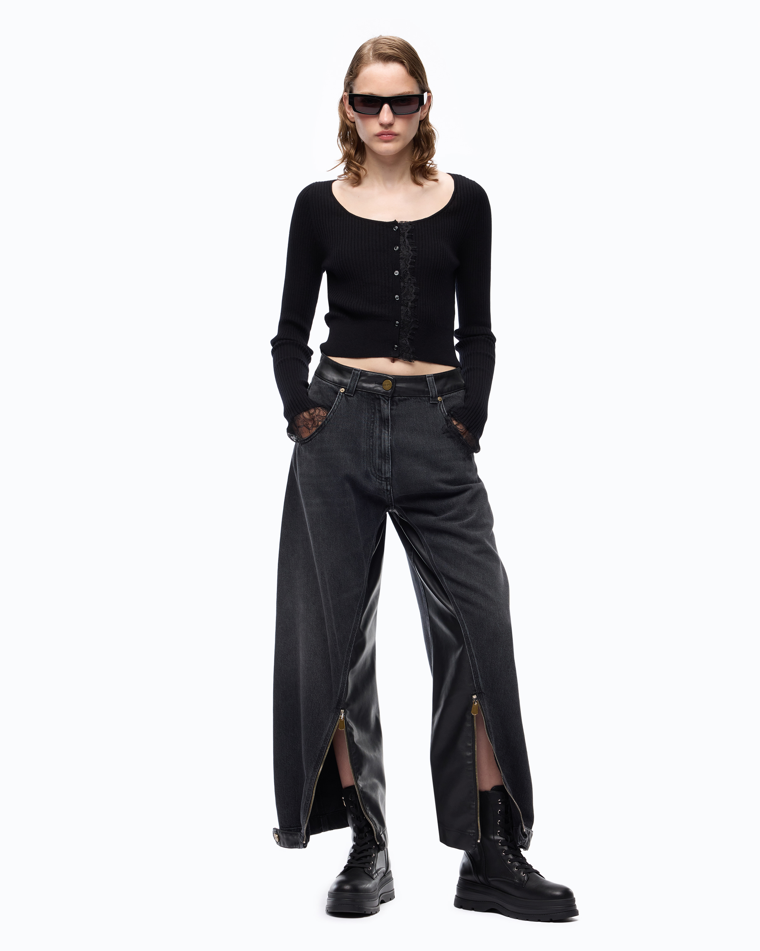 Ballonjeans Mit Einsätzen Aus Beschichtetem Gewebe