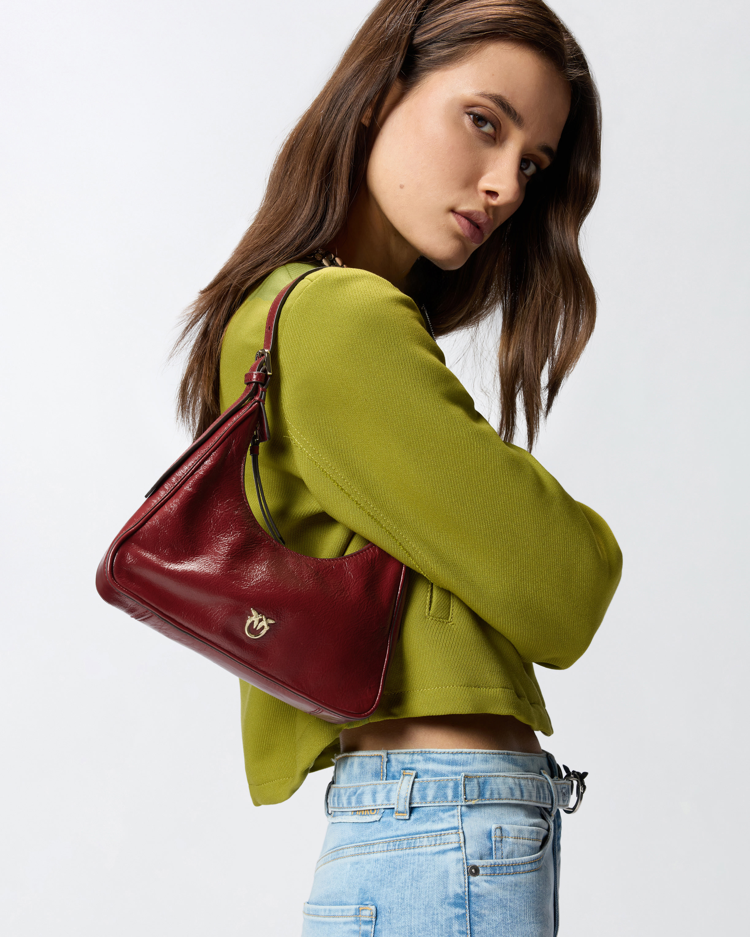 Bolso De Hombro Hobo Pequeño Miss Pinko Mini De Piel Brillante