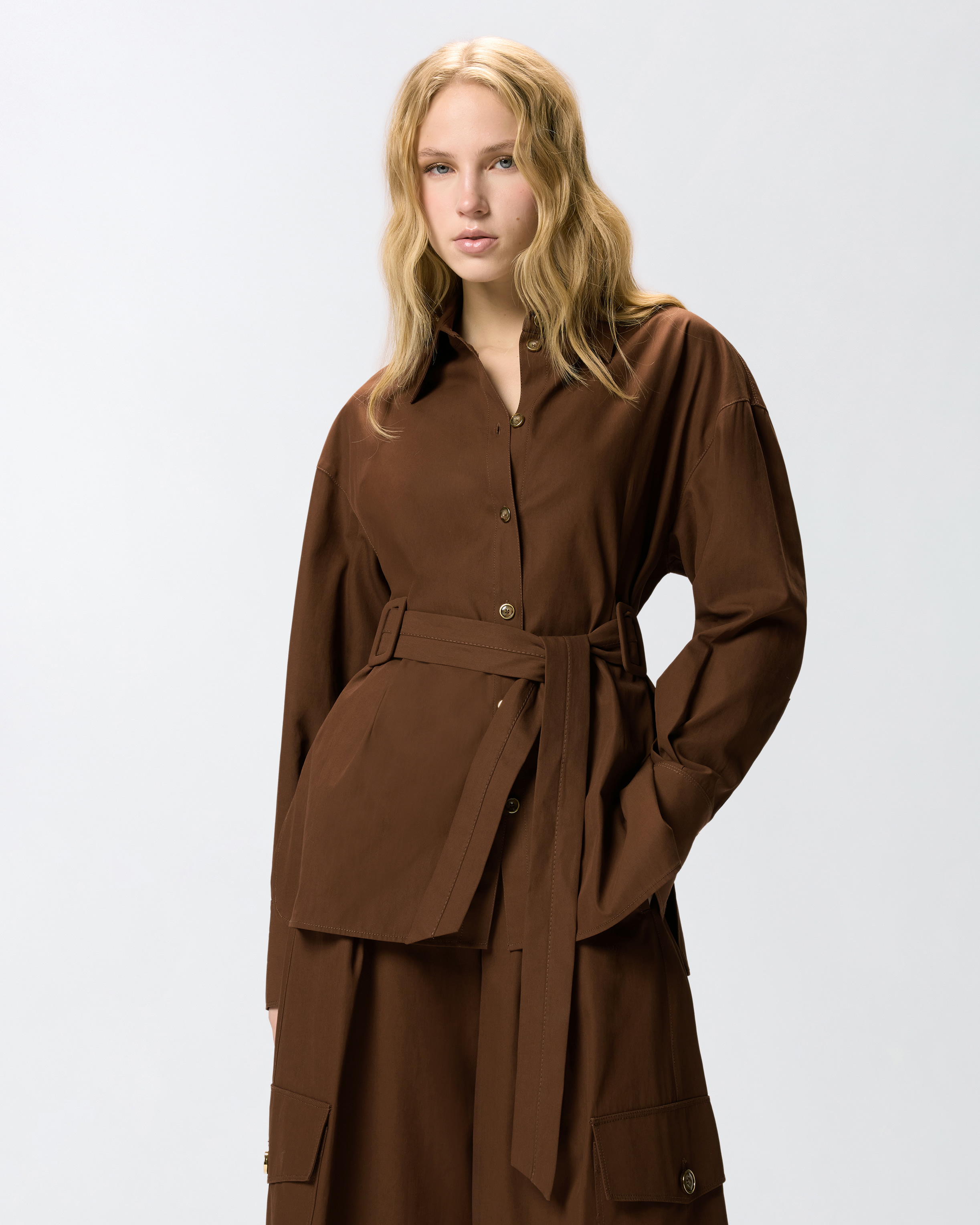 Giacca In Cotone Con Cintura