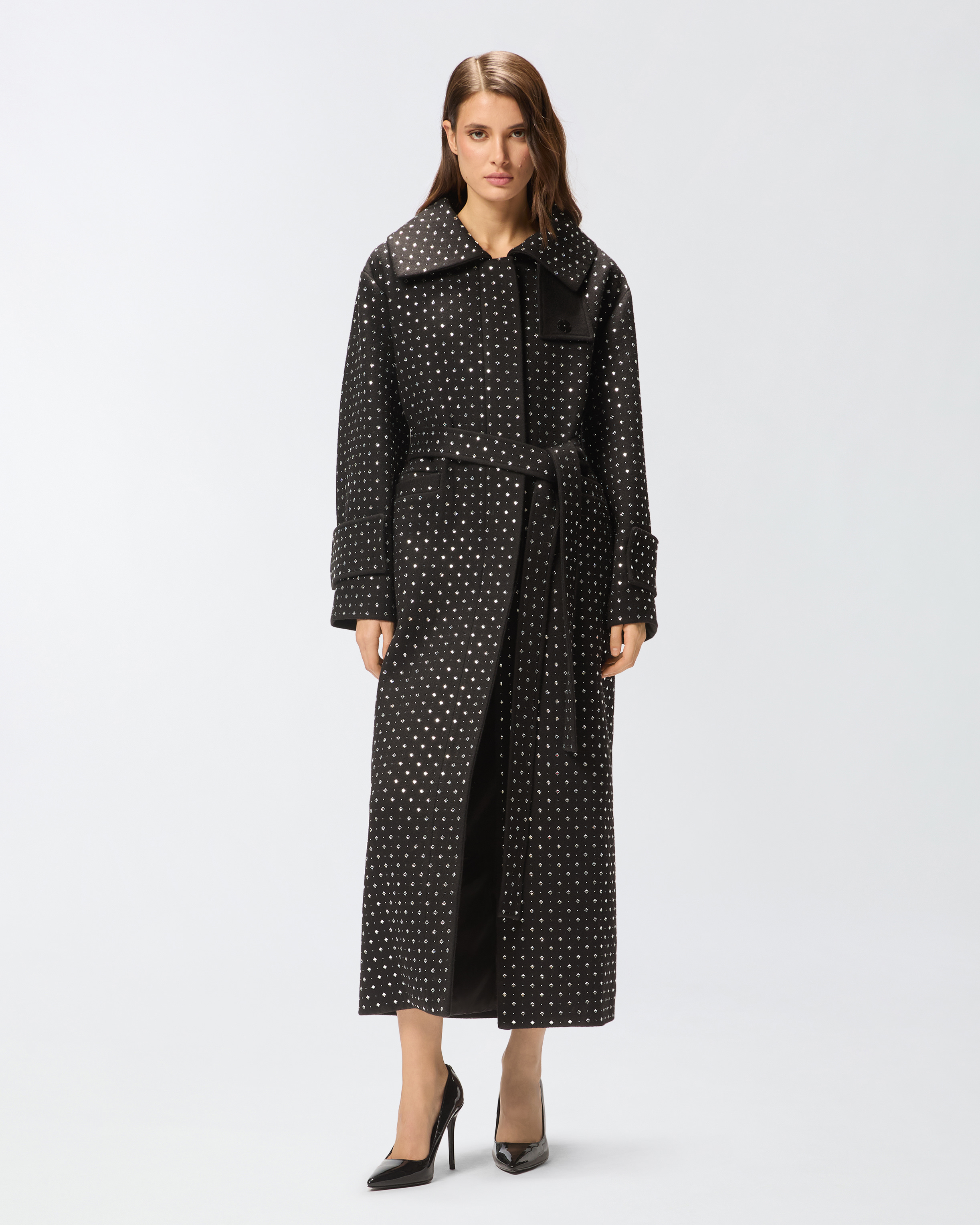 Trench Coat With Rhinestones And Studs