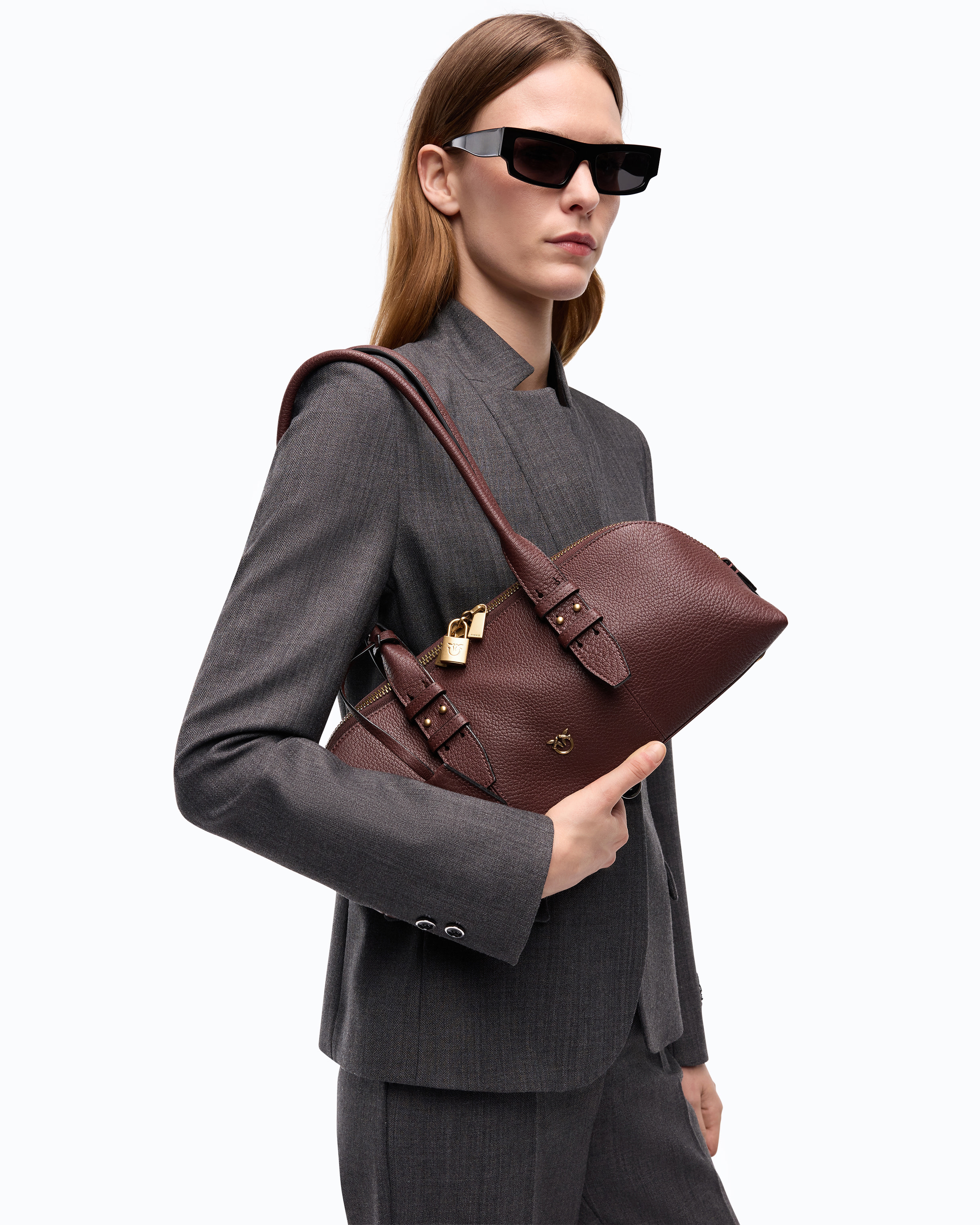 Borsa A Spalla Grande Escape Bag Horizontal In Pelle Fiore
