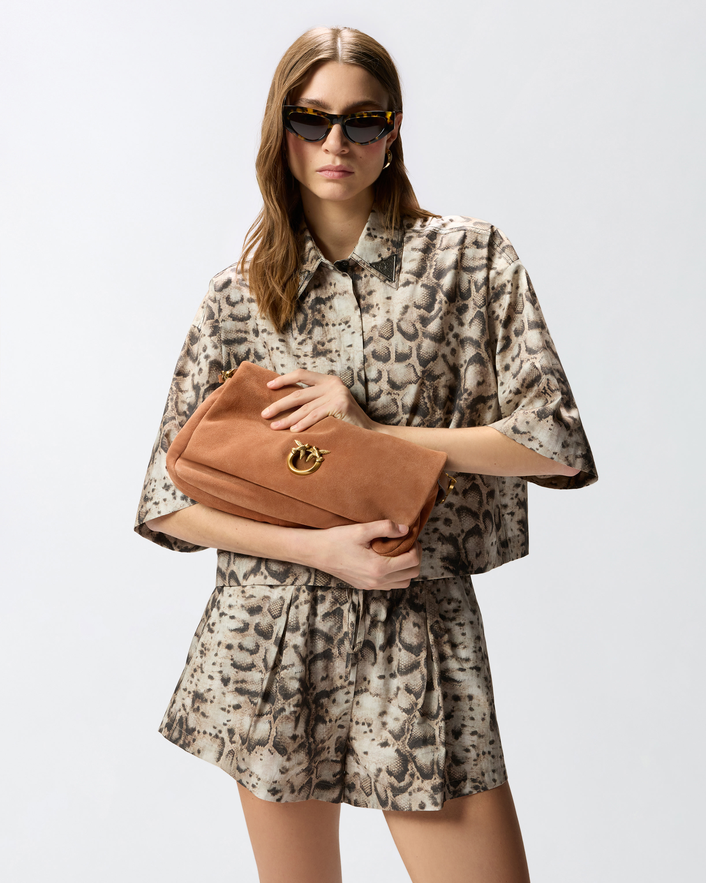 Love Bag Click Soft Horizontal Handle Medium Crossbody Bag In Suede