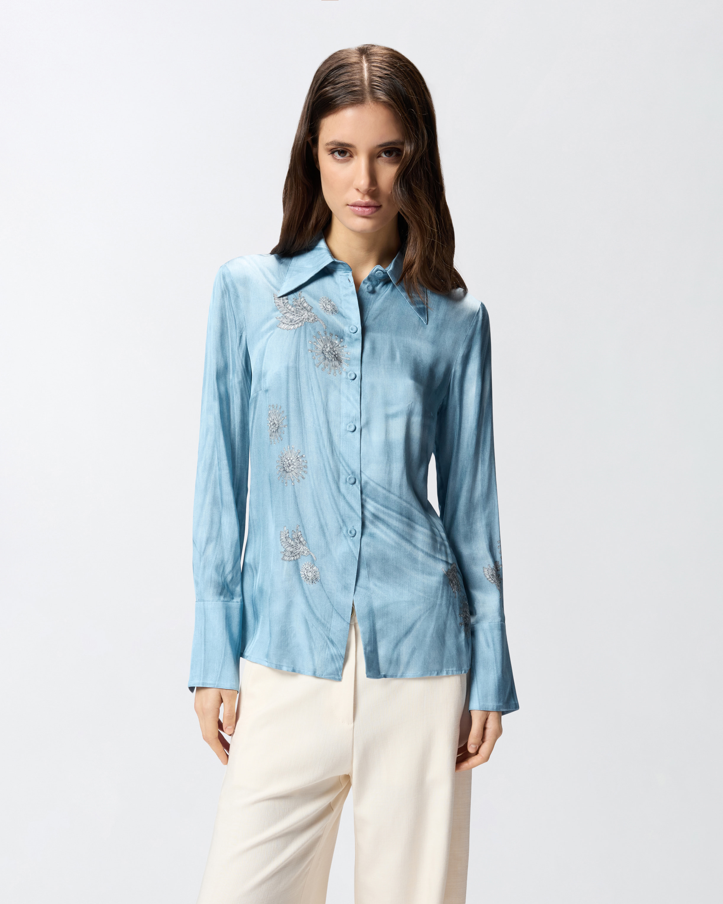 Camicia Fluida Con Stampa Gioiello Piazzata