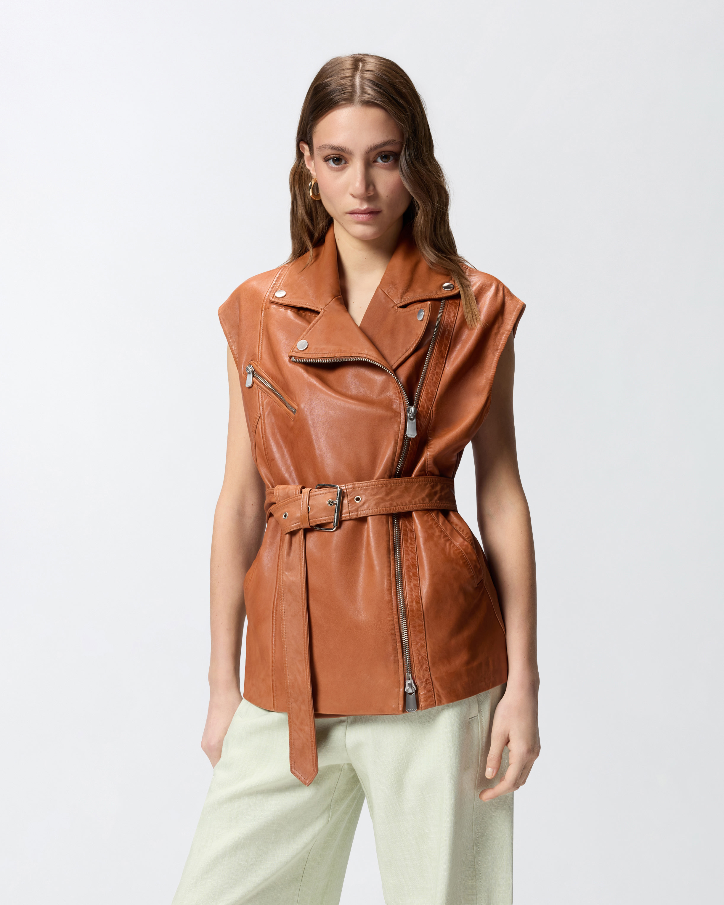 Gilet Stile Biker In Pelle