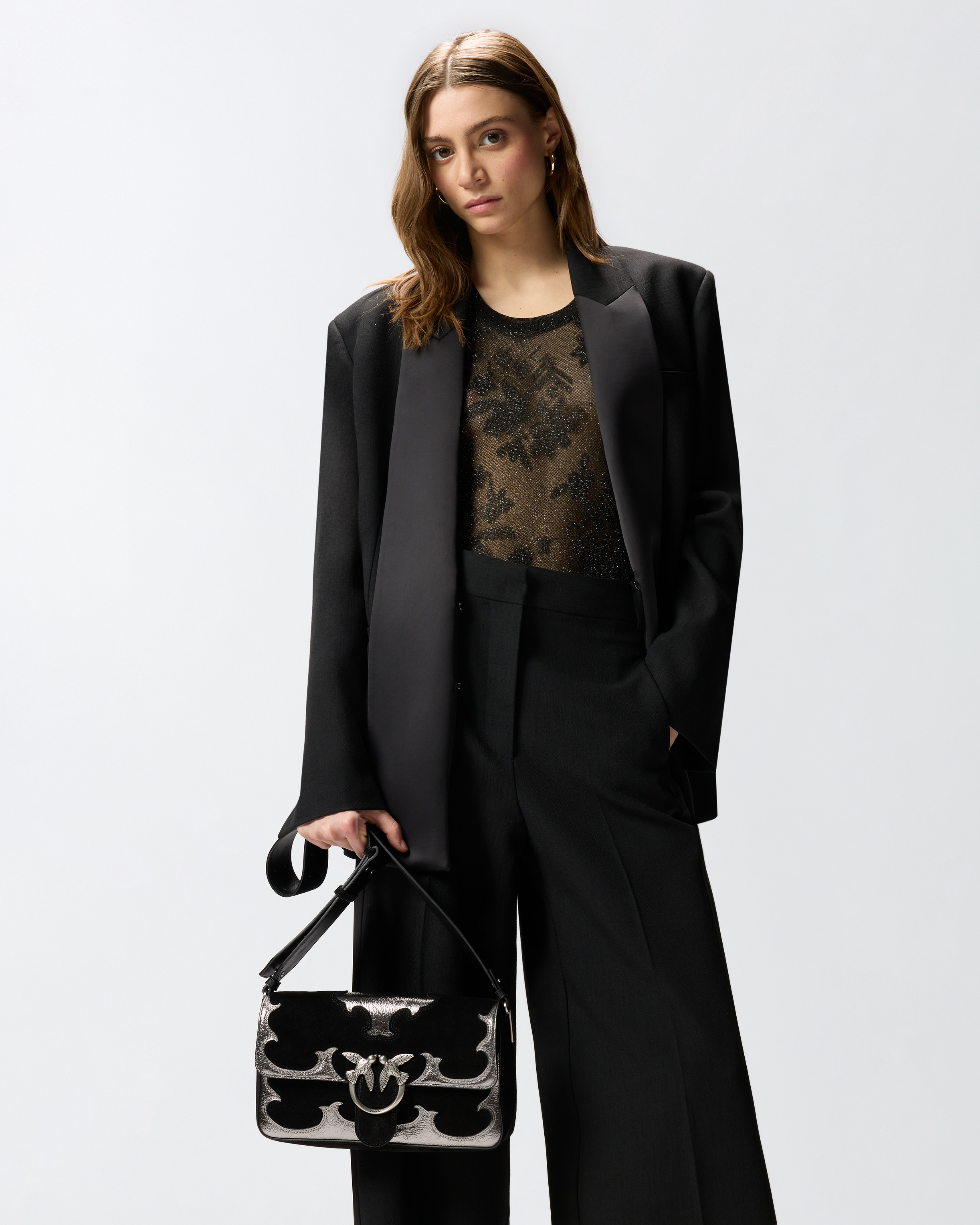 Borsa A Spalla Media Love Bag One Slouchy In Suede Con Intarsi