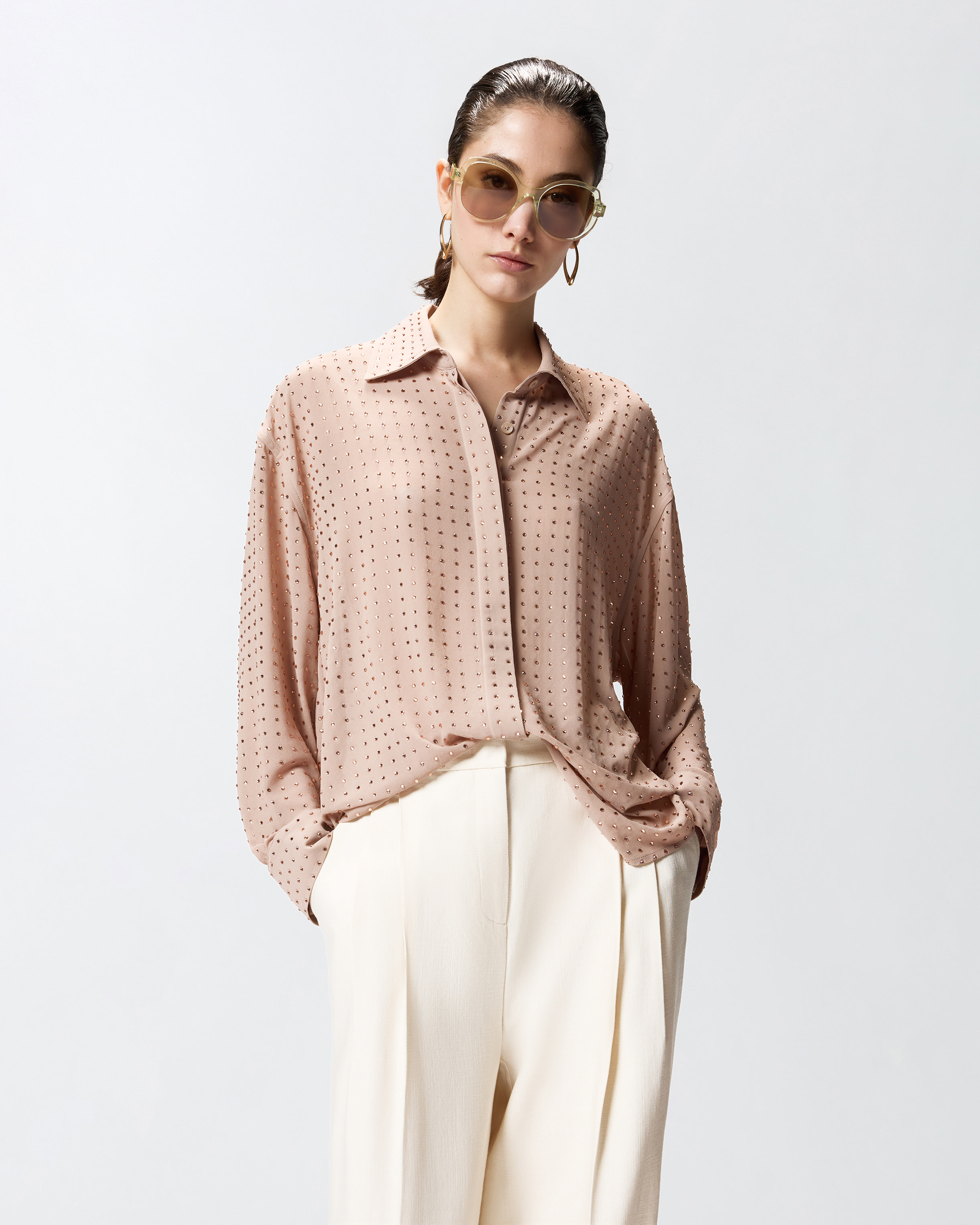 Camicia In Georgette Con Strass