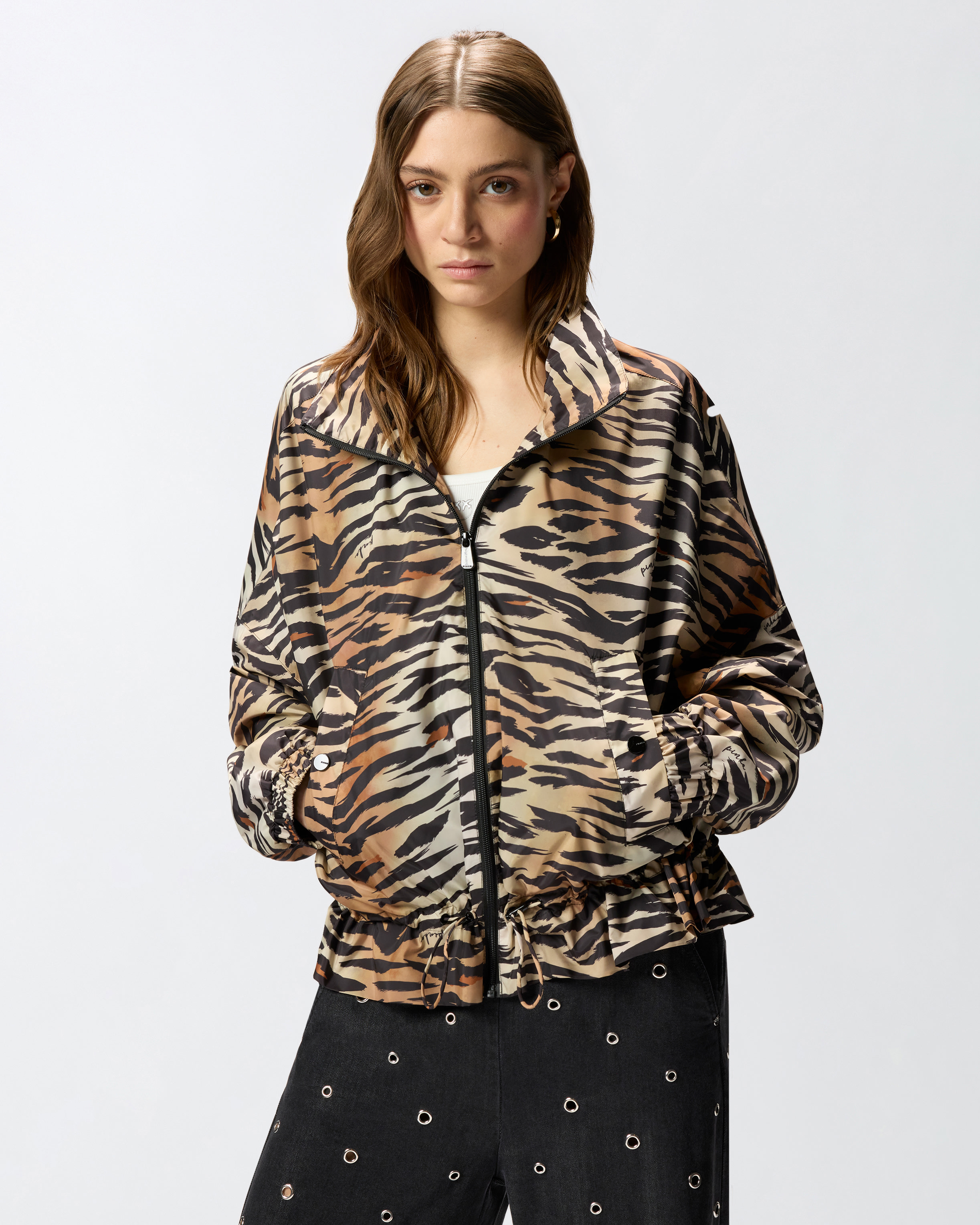 Jacke Mit Reißverschluss Und Tigerprint