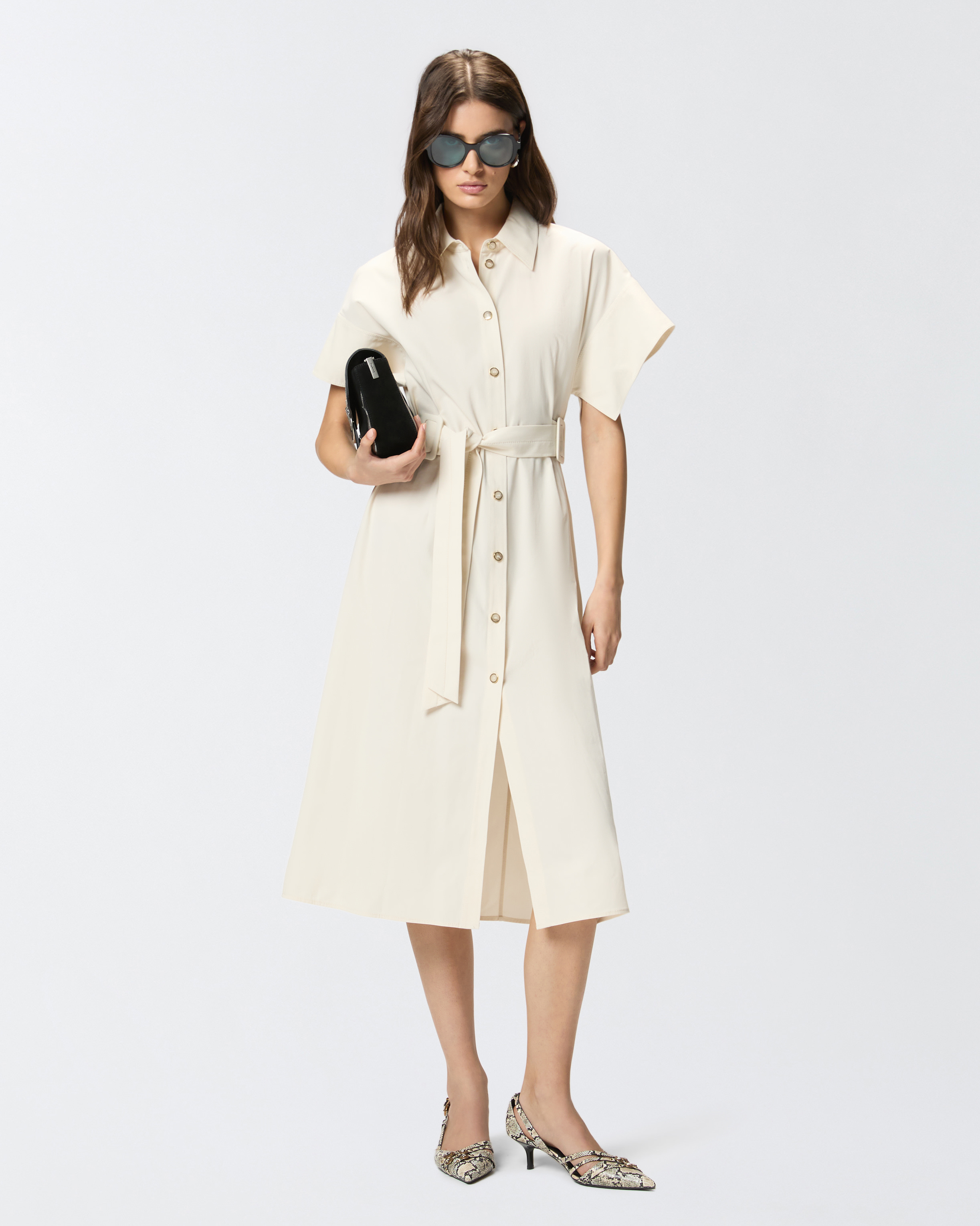 Vestido Camisero Midi Con Cinturón