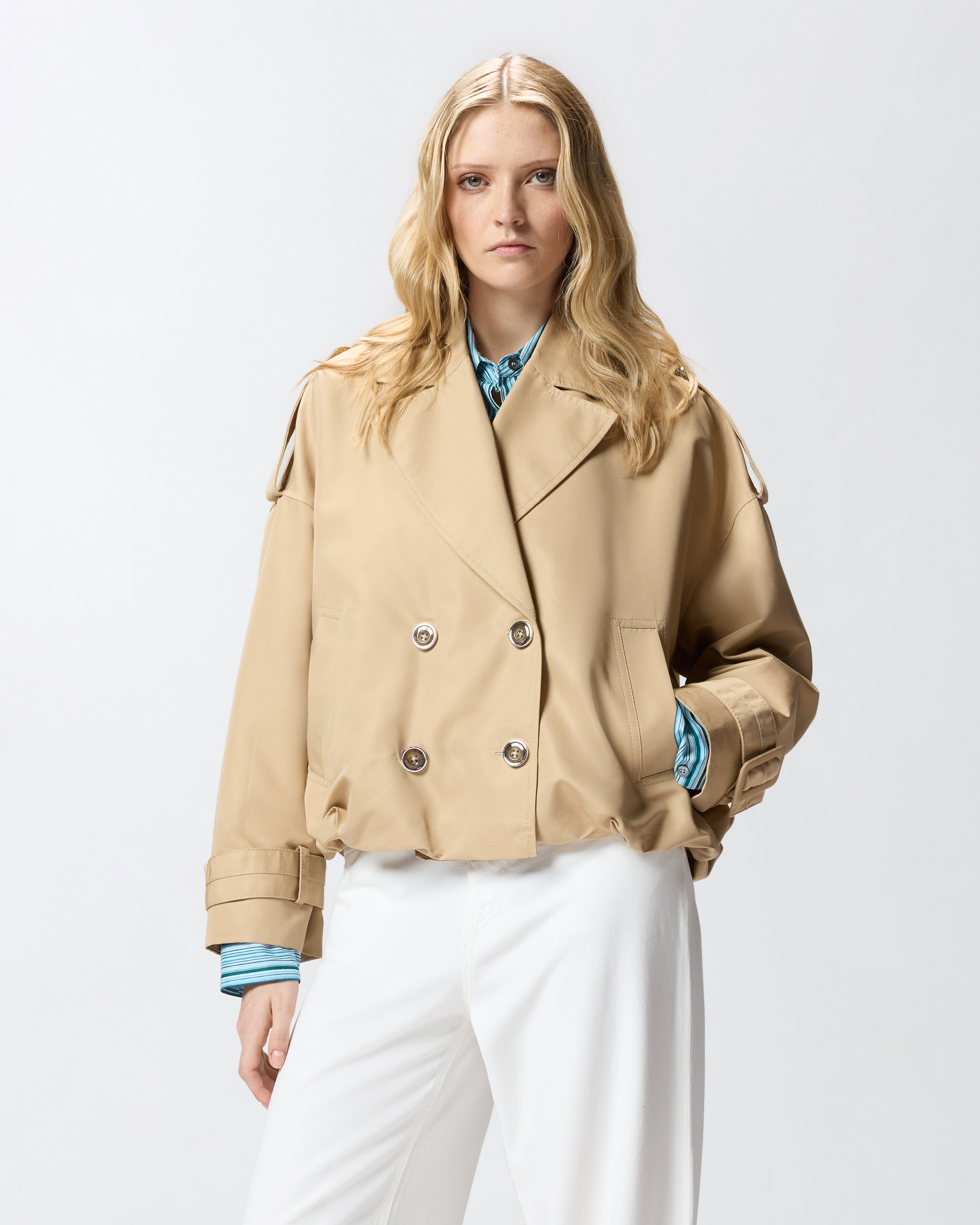 Short Double-Breasted Trench Coat