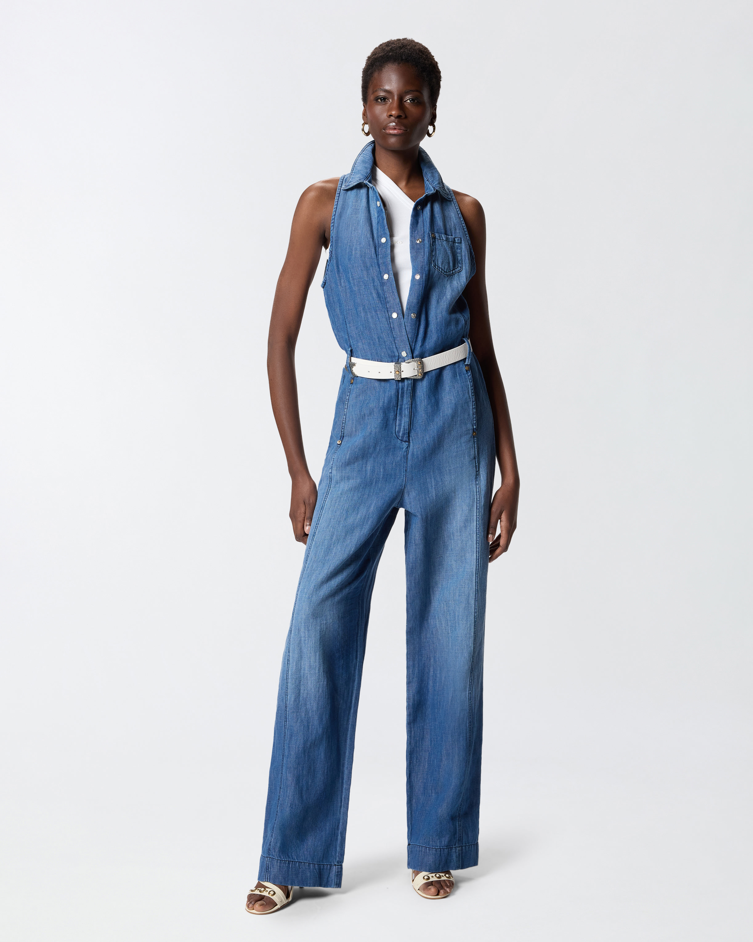 Jumpsuit Aus Denim Mit Gürtel