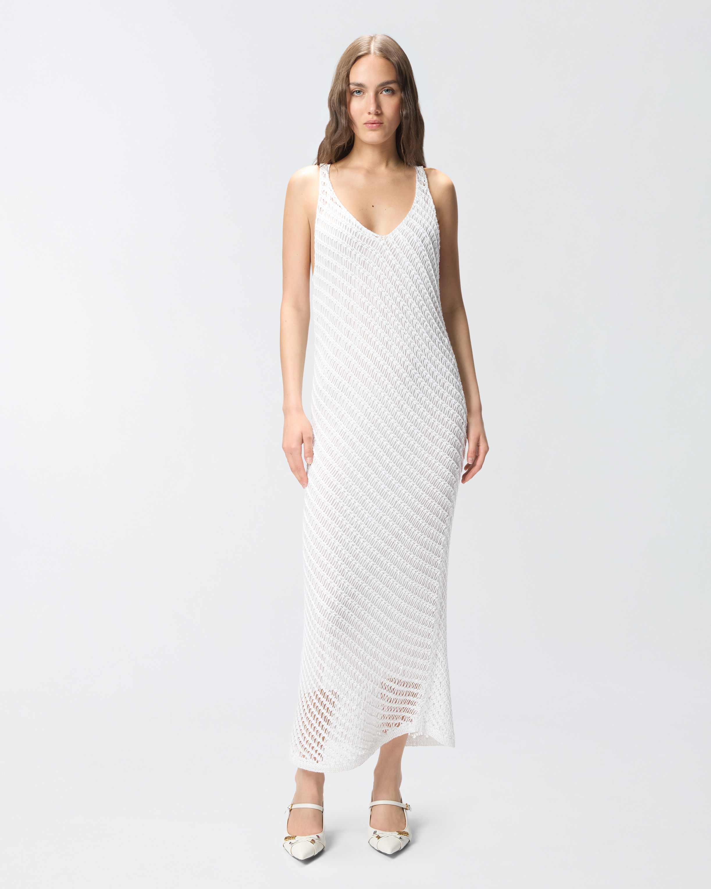 Abito Midi Effetto Crochet Con Paillettes