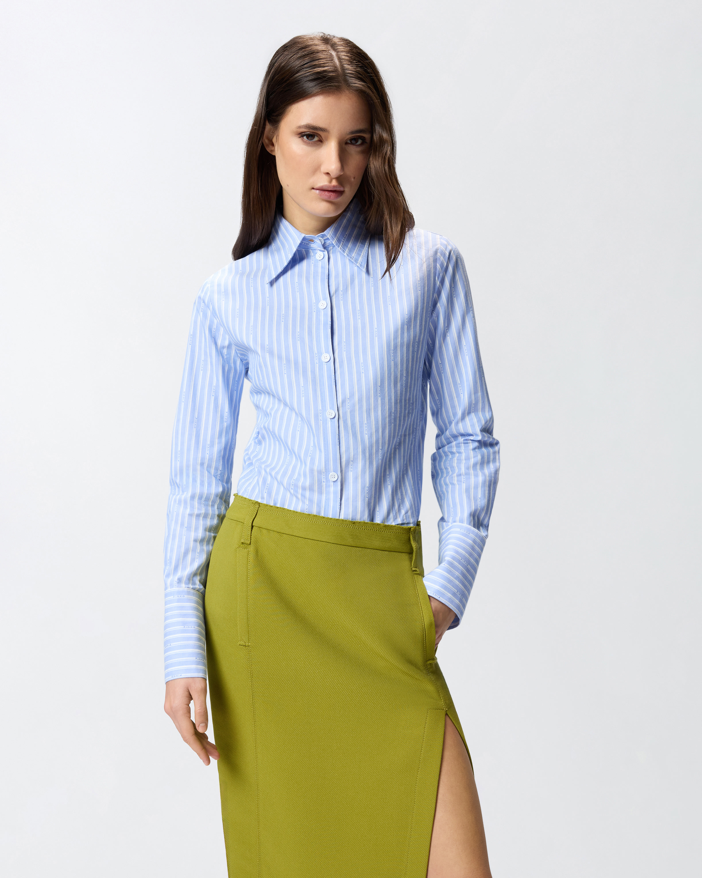 Camisa De Algodón A Rayas Con Logotipo