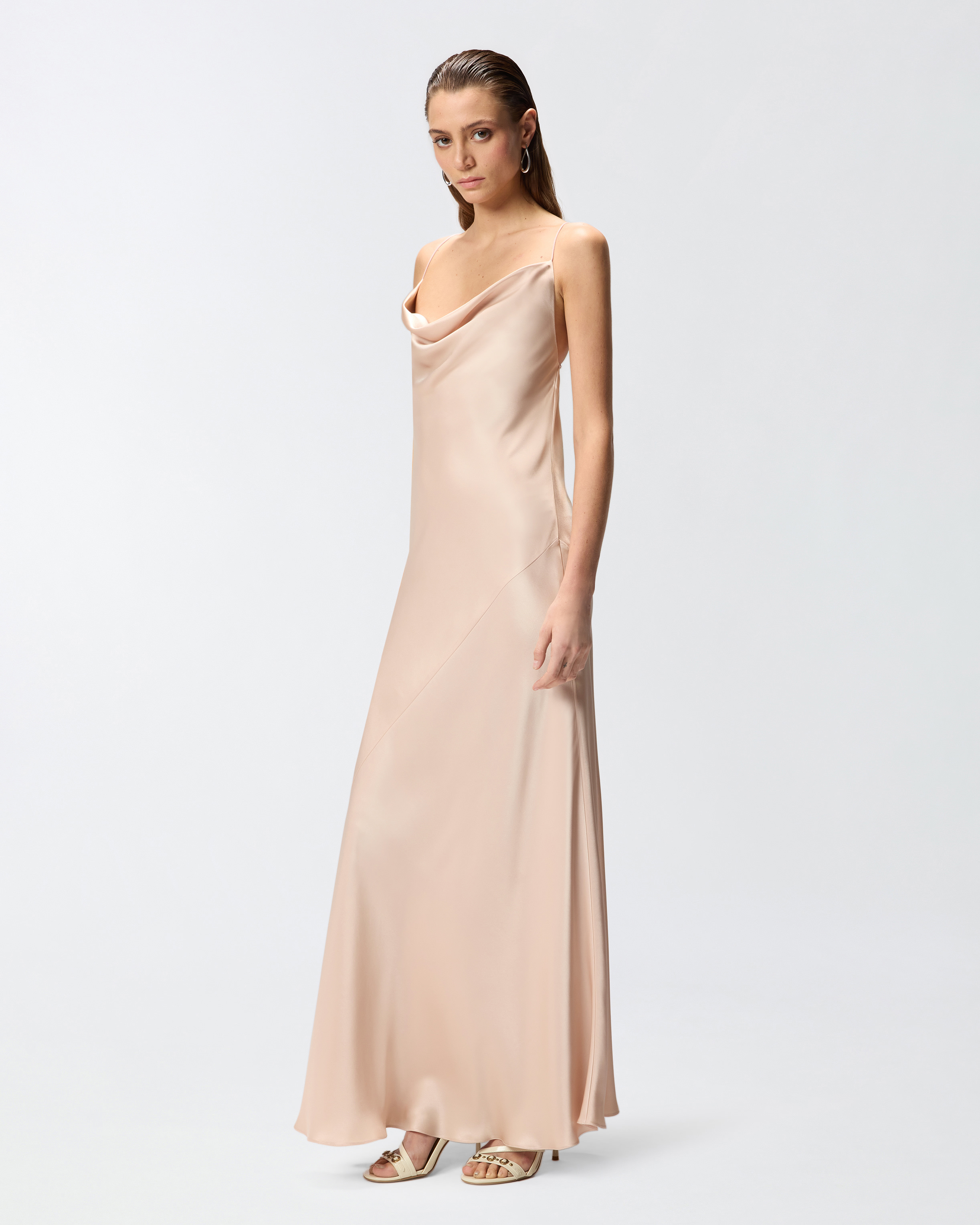 Langes Slipdress-Kleid Aus Satin
