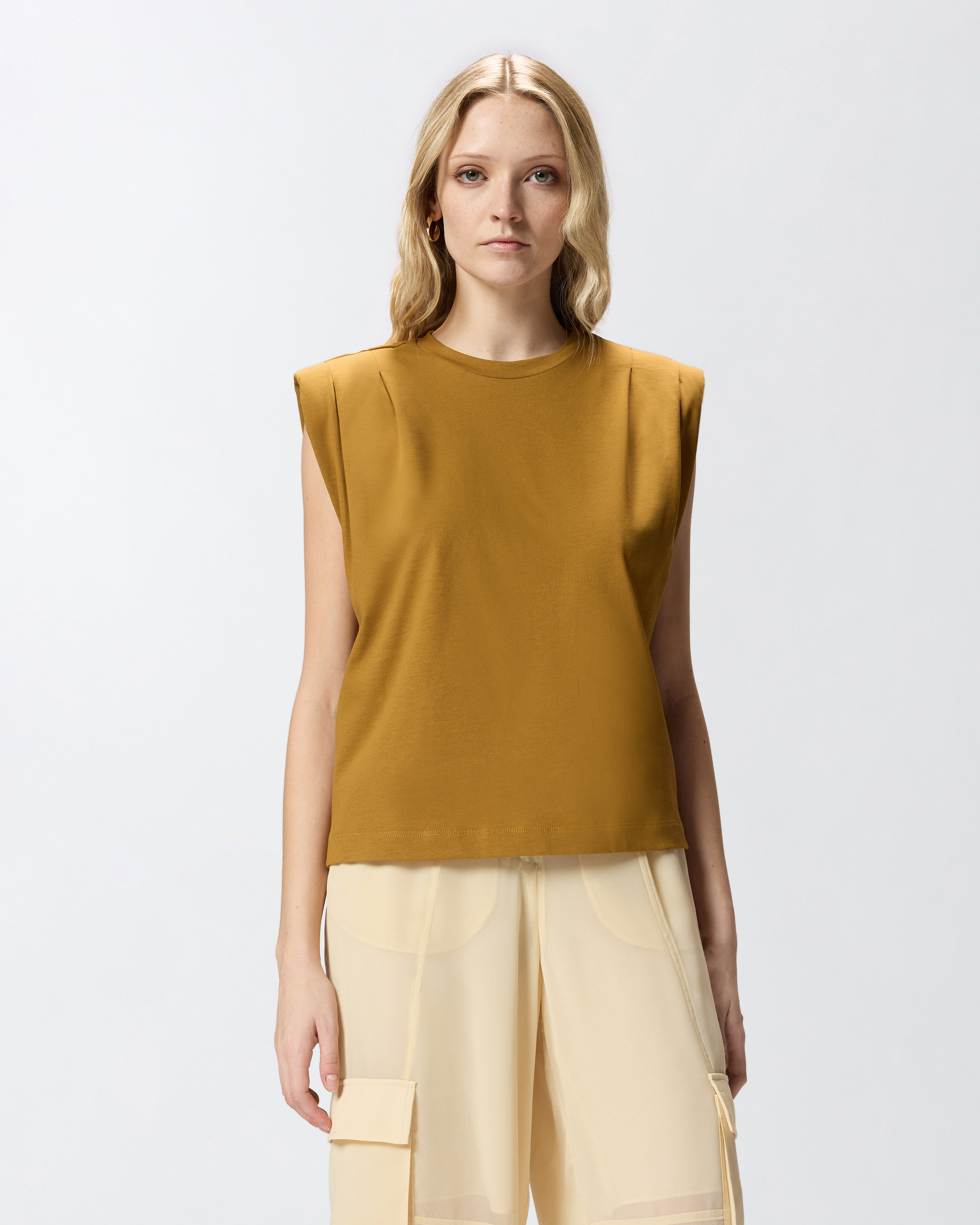 T-Shirt Smanicata In Jersey Doppio