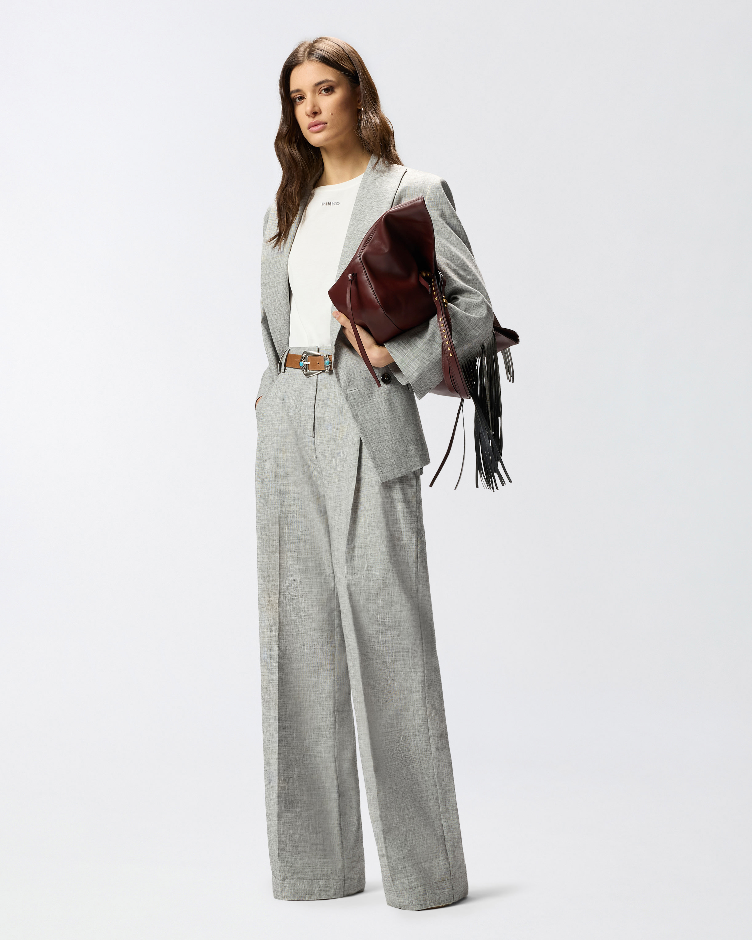 Pantaloni Fiammati Con Piega Stirata