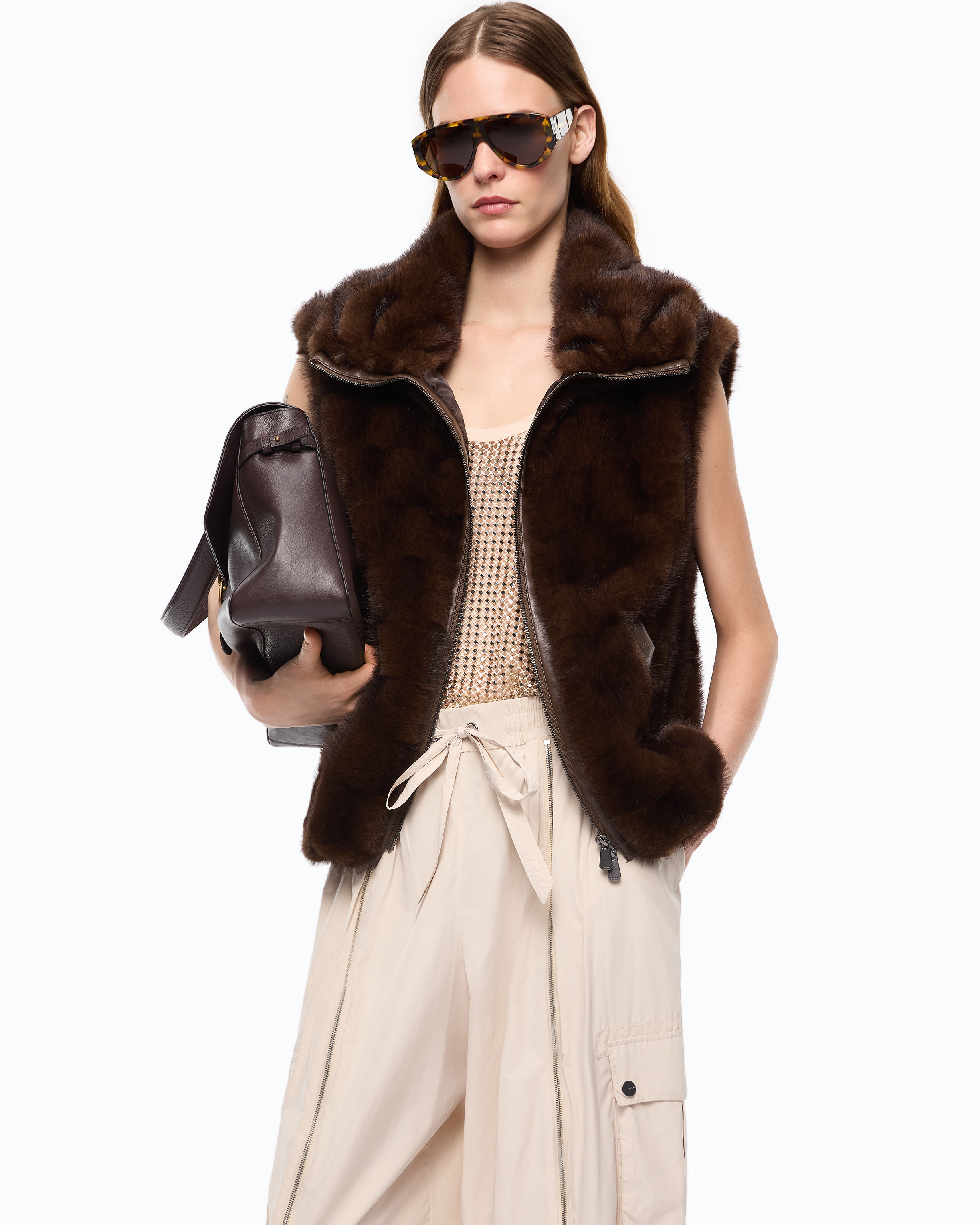 Gilet Effetto Pelliccia Con Zip