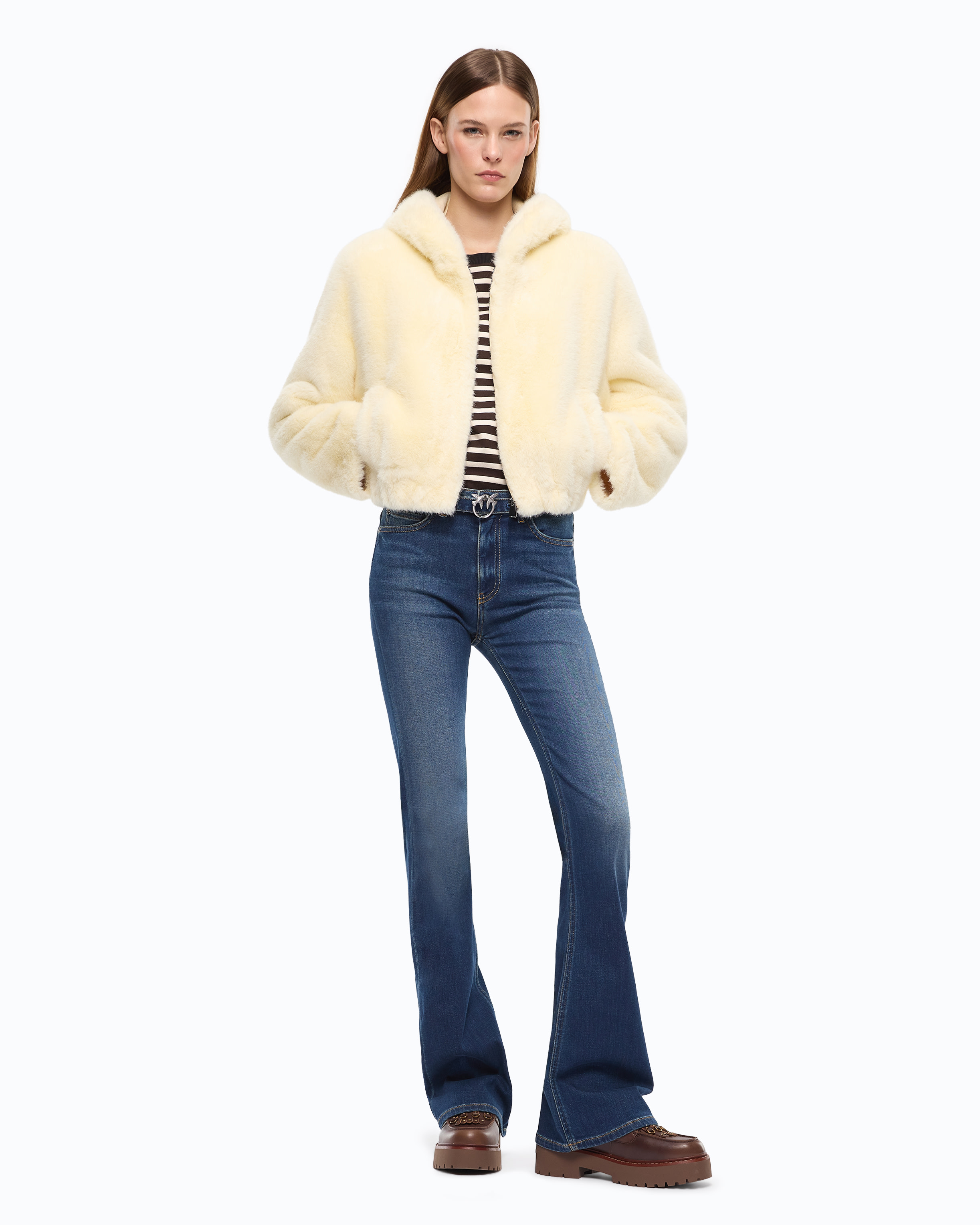 Cropped-Jacke Mit Pelz-Effekt