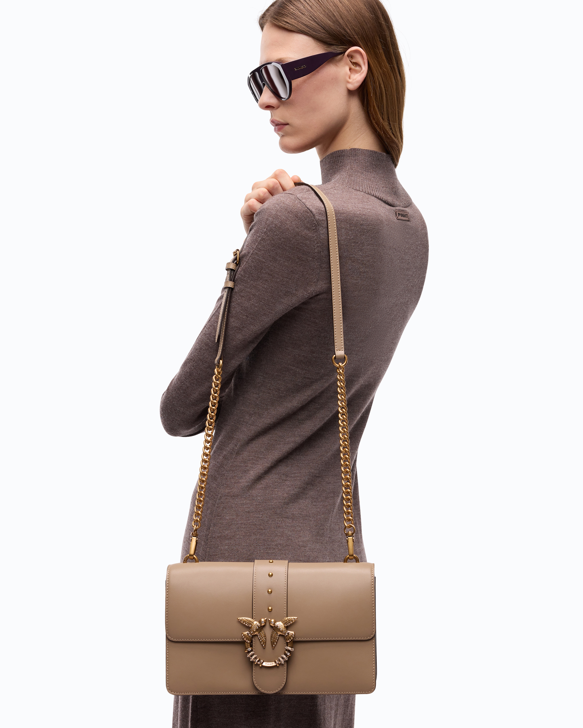 Love Bag One Medium Crossbody Bag In Leather With Jewel Buckle