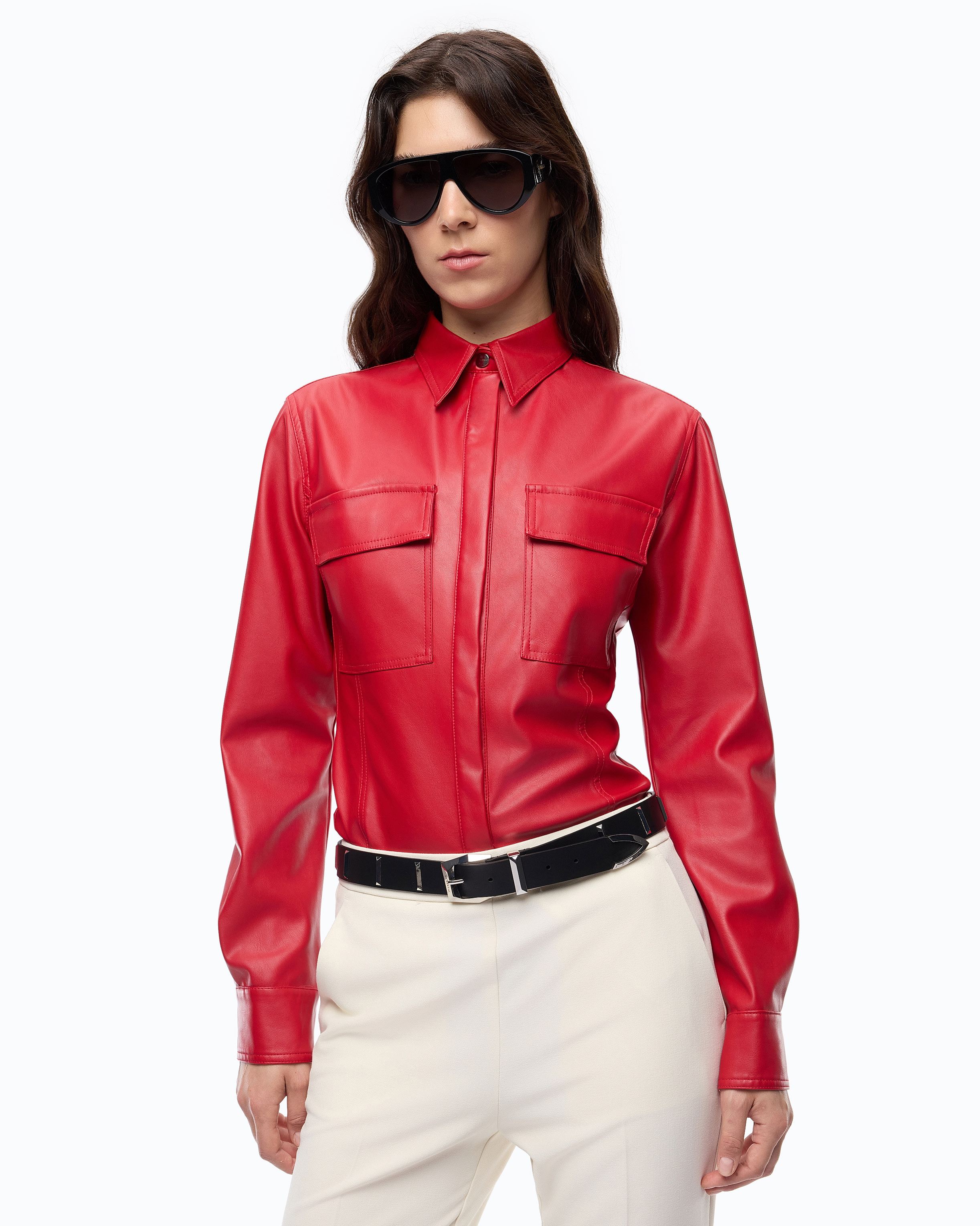 Beschichtete Bluse Mit Nappaleder-Effekt