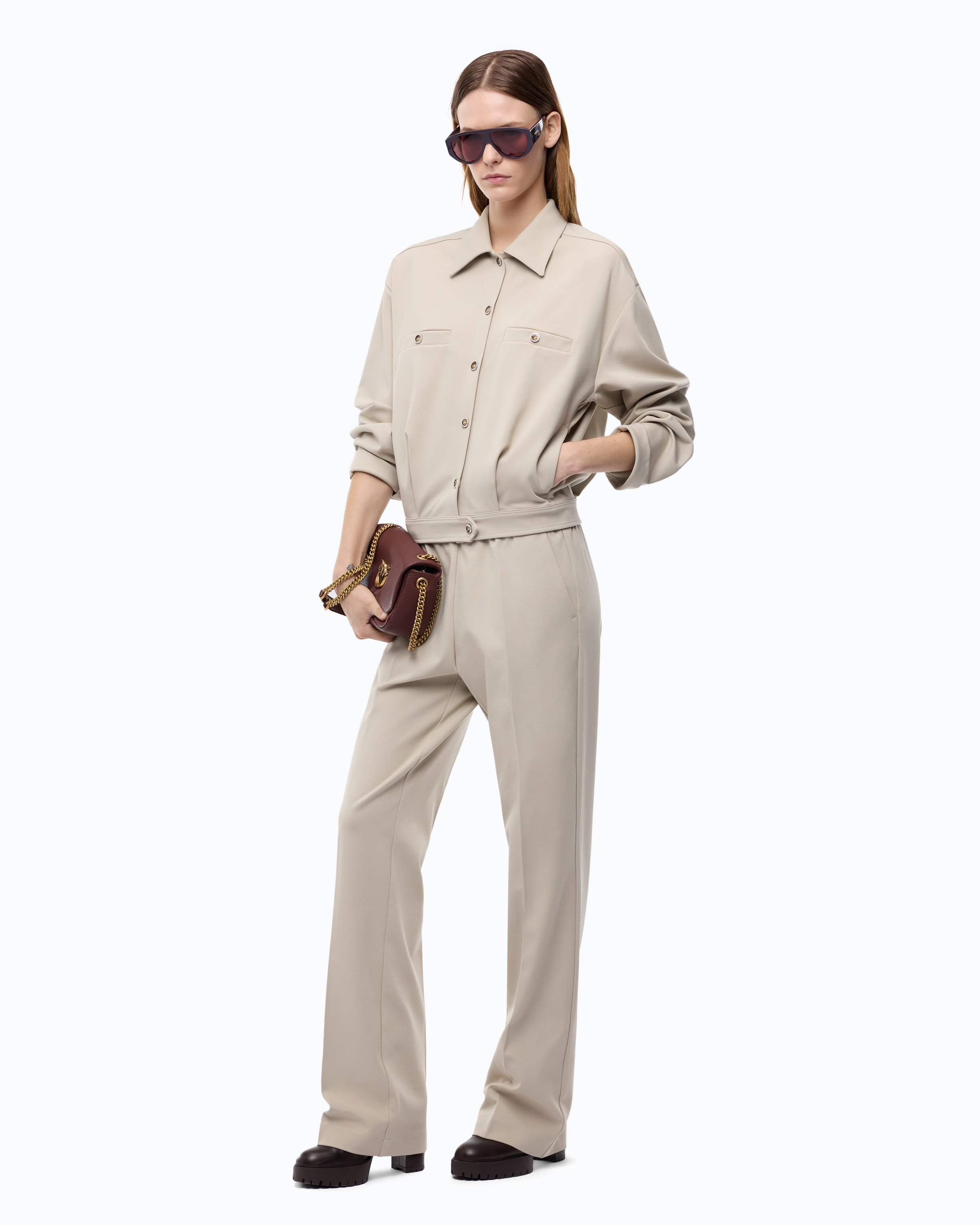 Pantaloni A Gamba Dritta Con Vita Elasticizzata