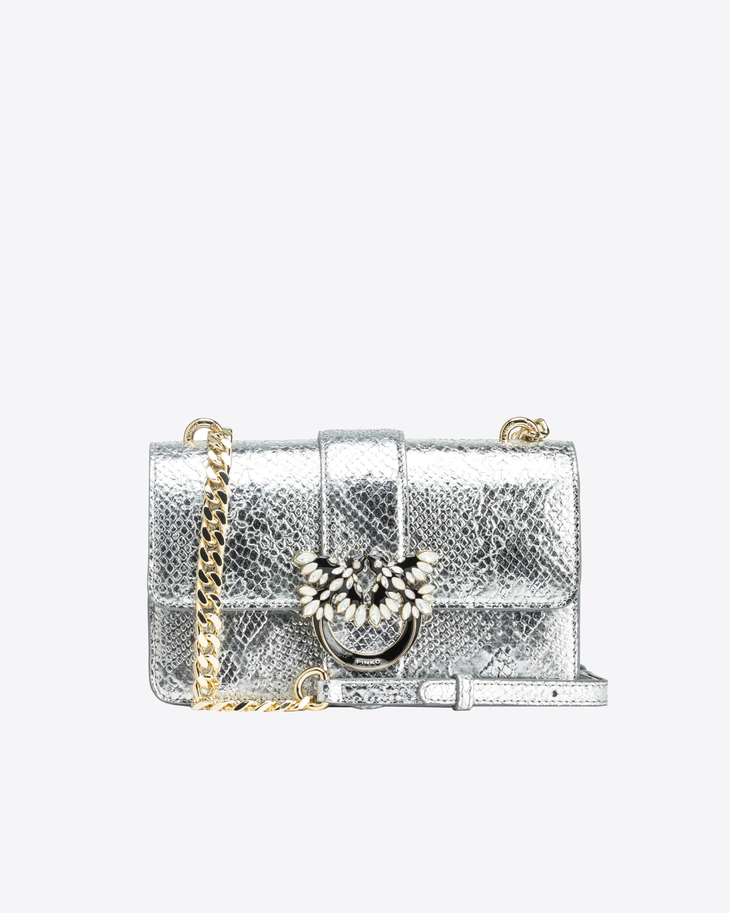 Pinko Galleria Mini Love Bag One In Punched Reptile Skin