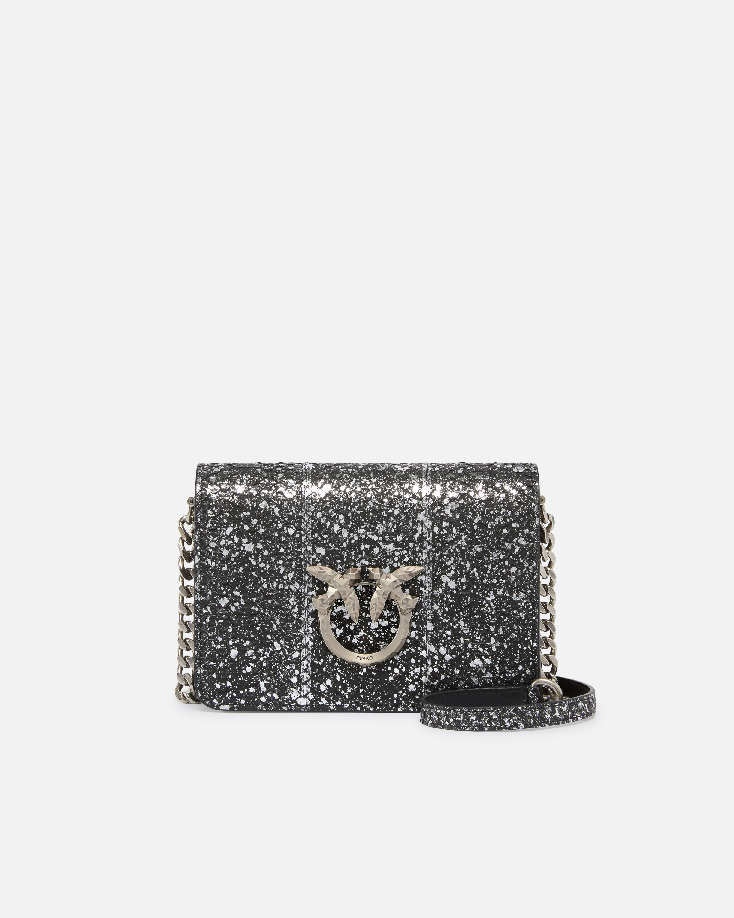 Bolso Bandolera Mini Love Bag De Reptil Con Laminado Pinko Galleria