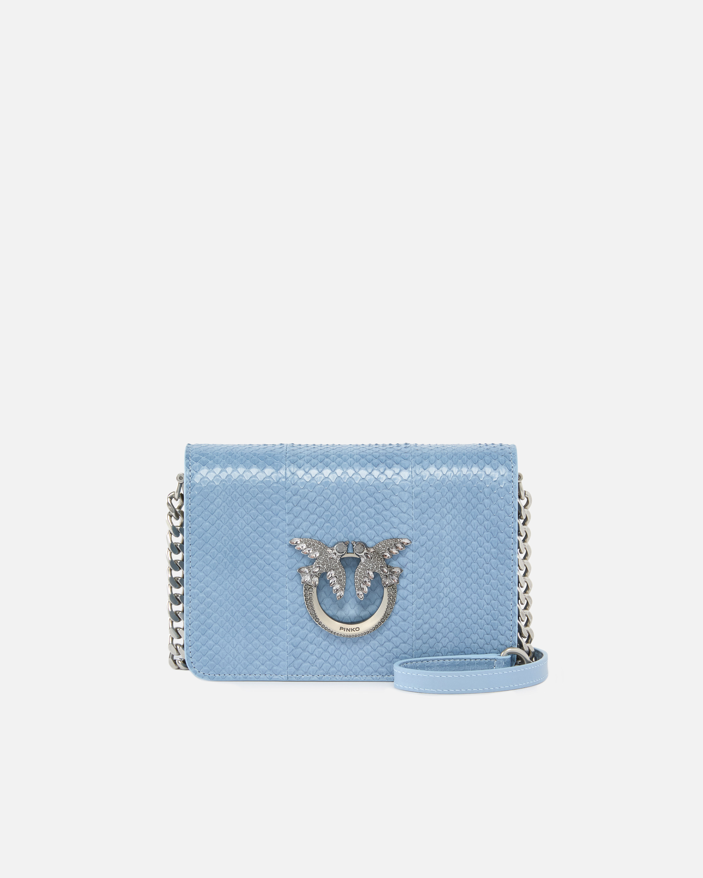 Pinko Galleria Mini Love Bag Crossbody Bag In Shiny Reptile Skin