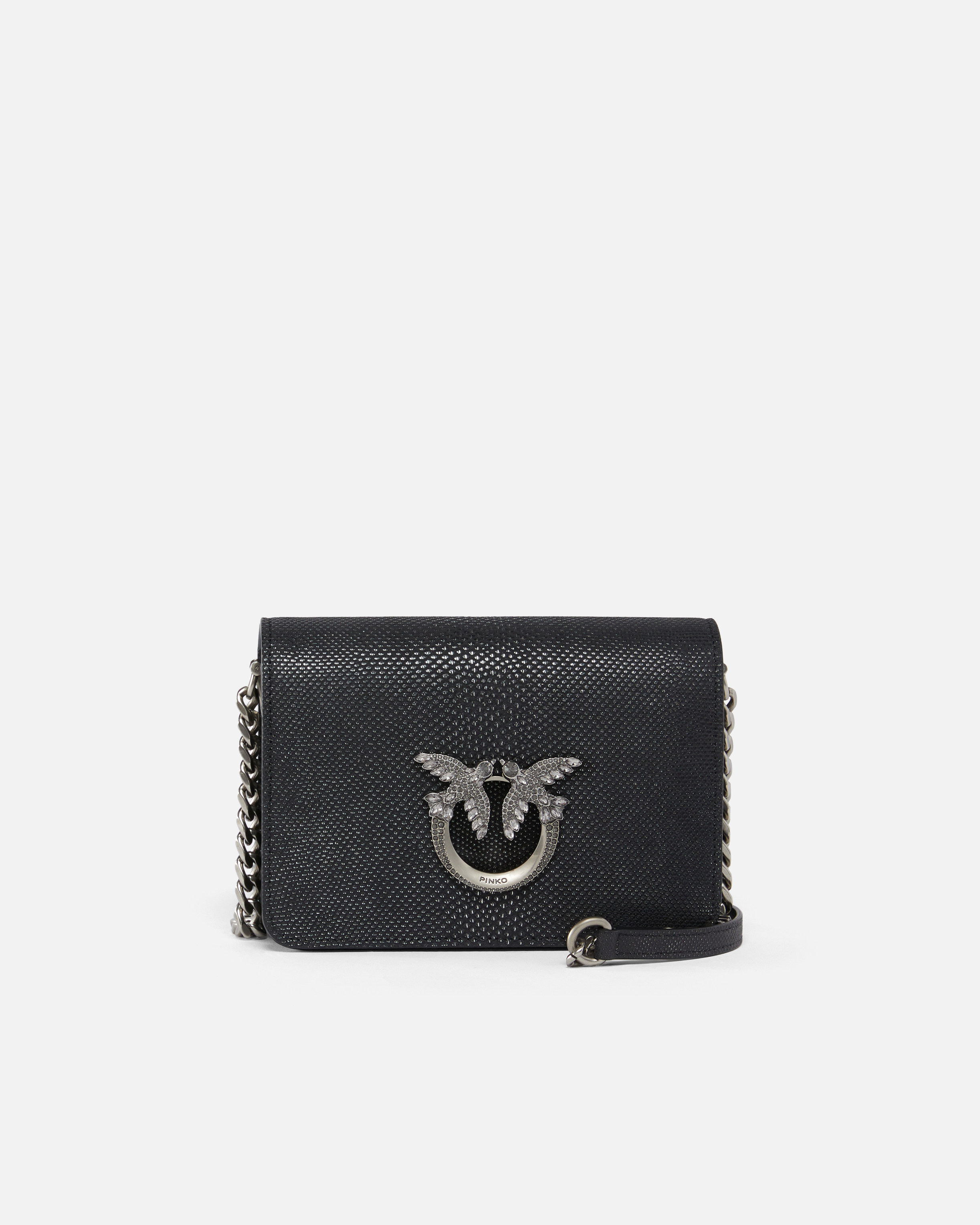 Bolso Bandolera Mini Love Bag De Pitón Con Purpurina Pinko Galleria