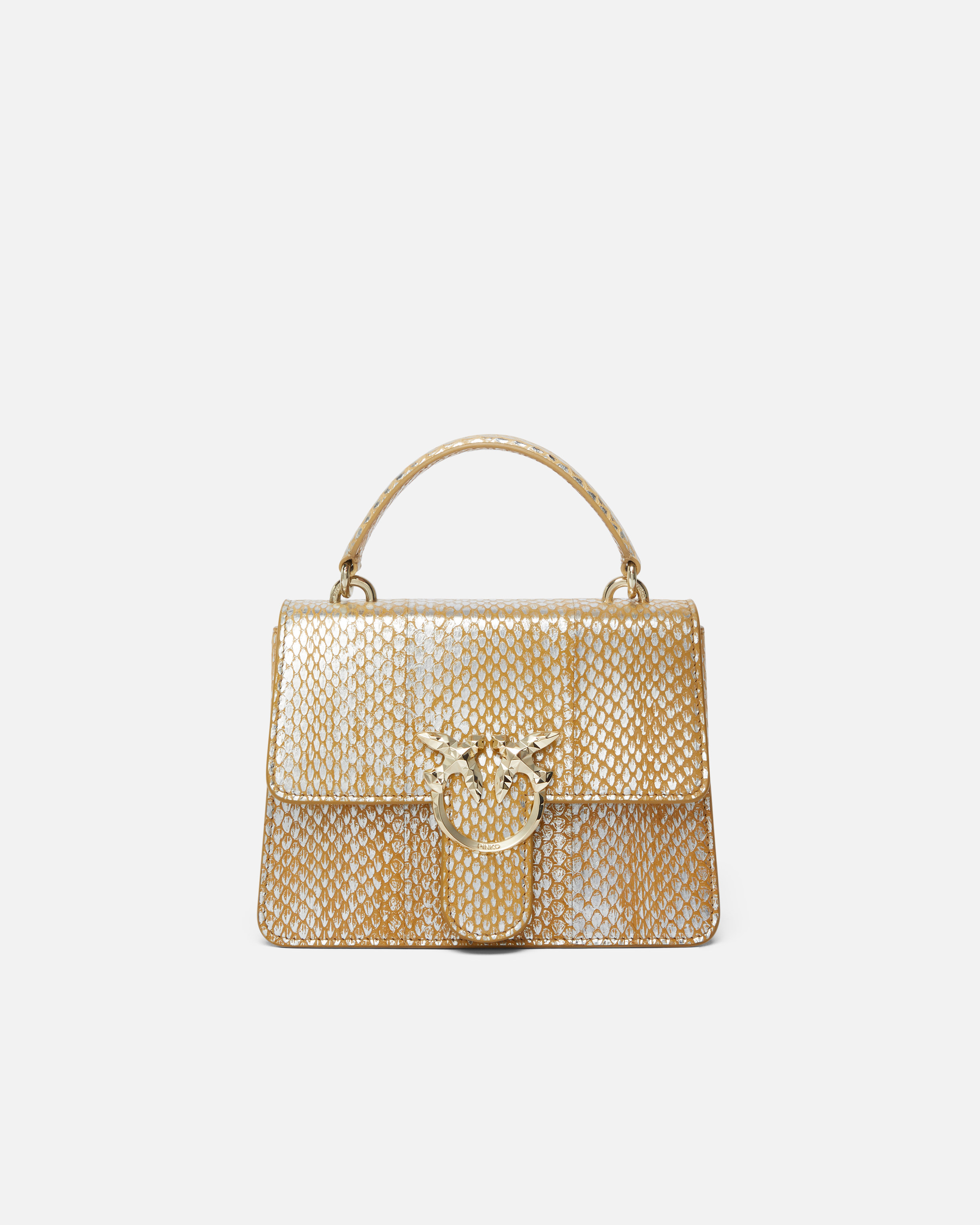 Pinko Galleria Laminated Reptile Skin Bag With Shoulder Strap And Handle