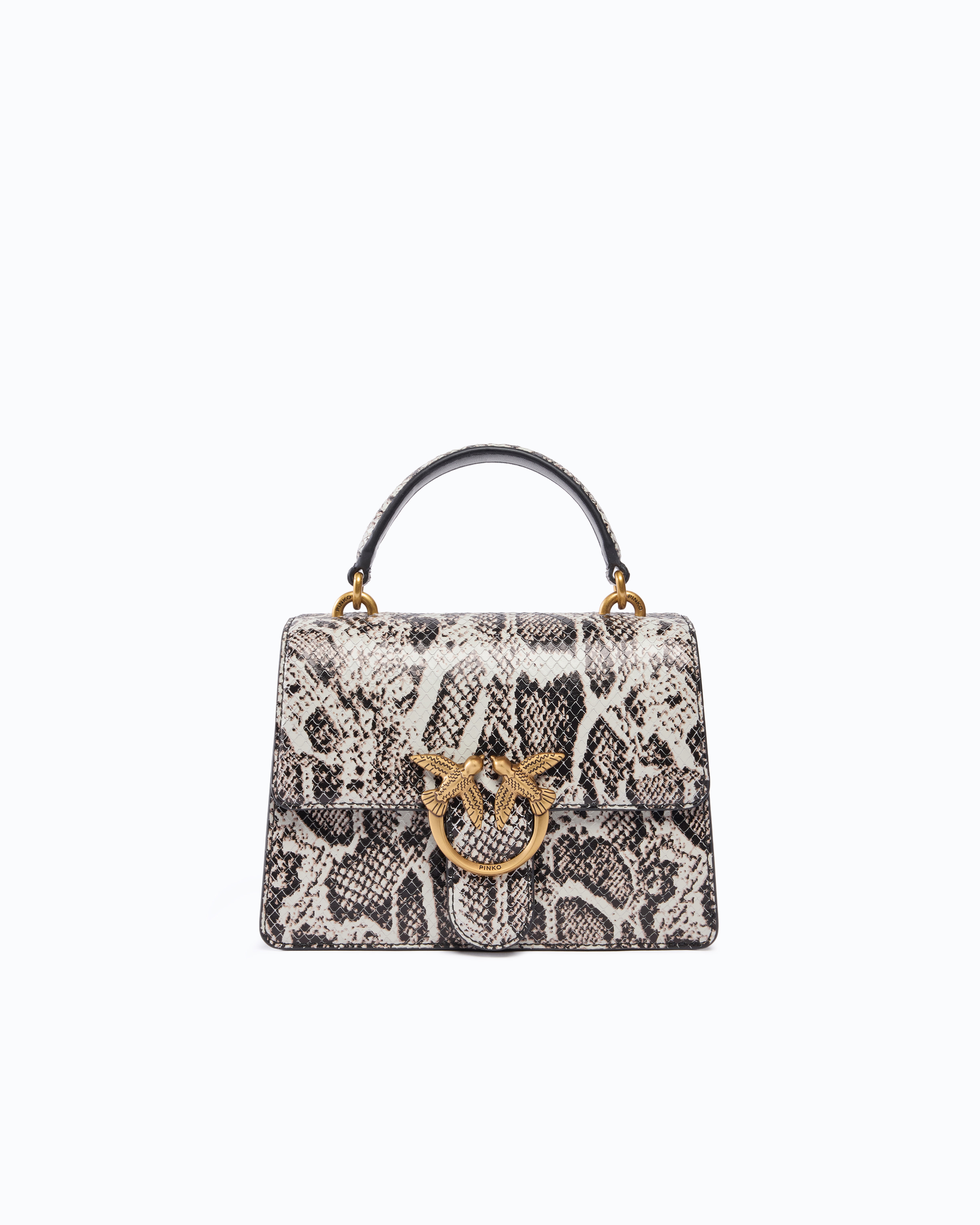 Handtasche Mini Love Bag One Top Handle Light Aus Leder Mit Pythonprint