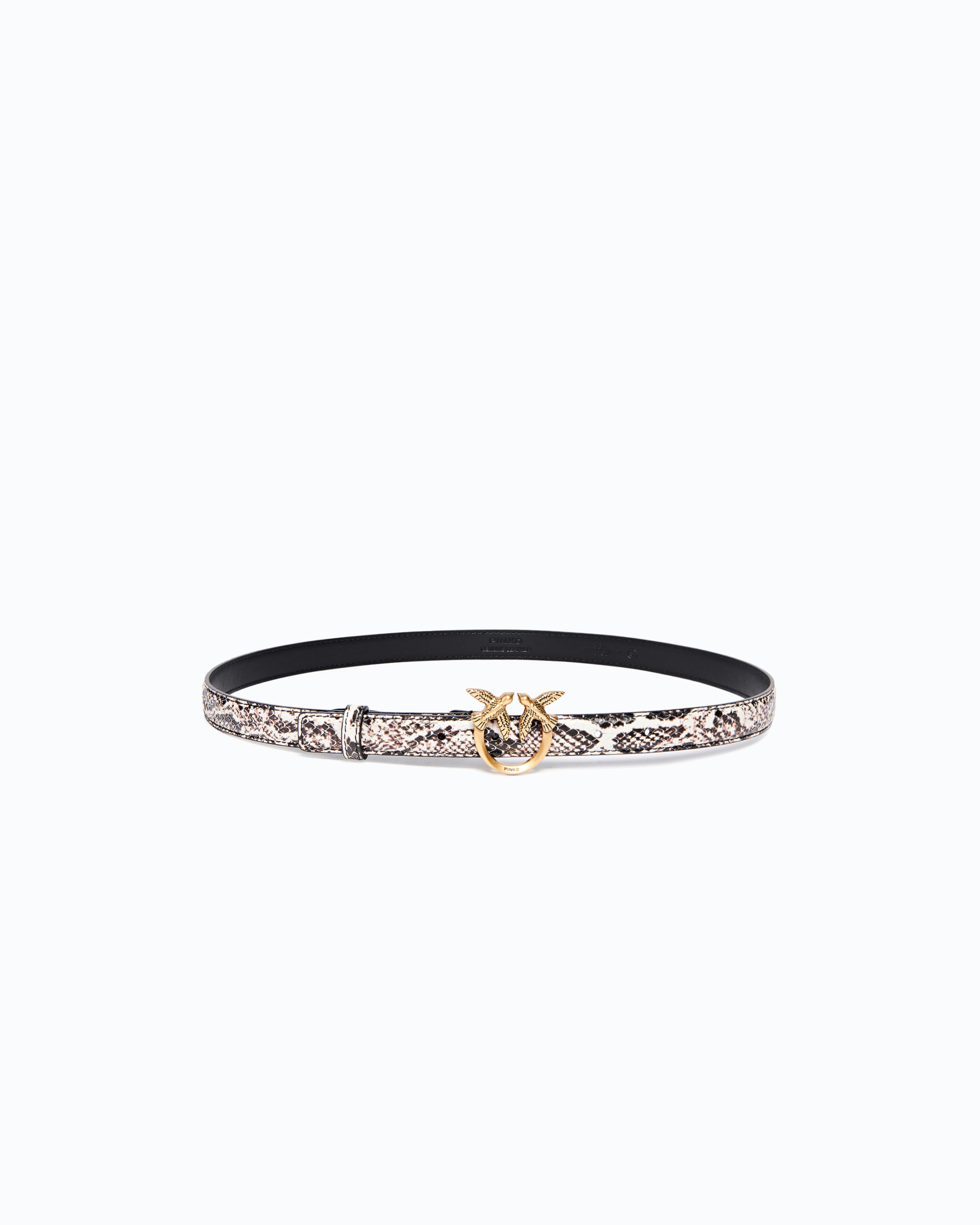 Python-Print Belt With Love Birds Buckle, 2 Cm
