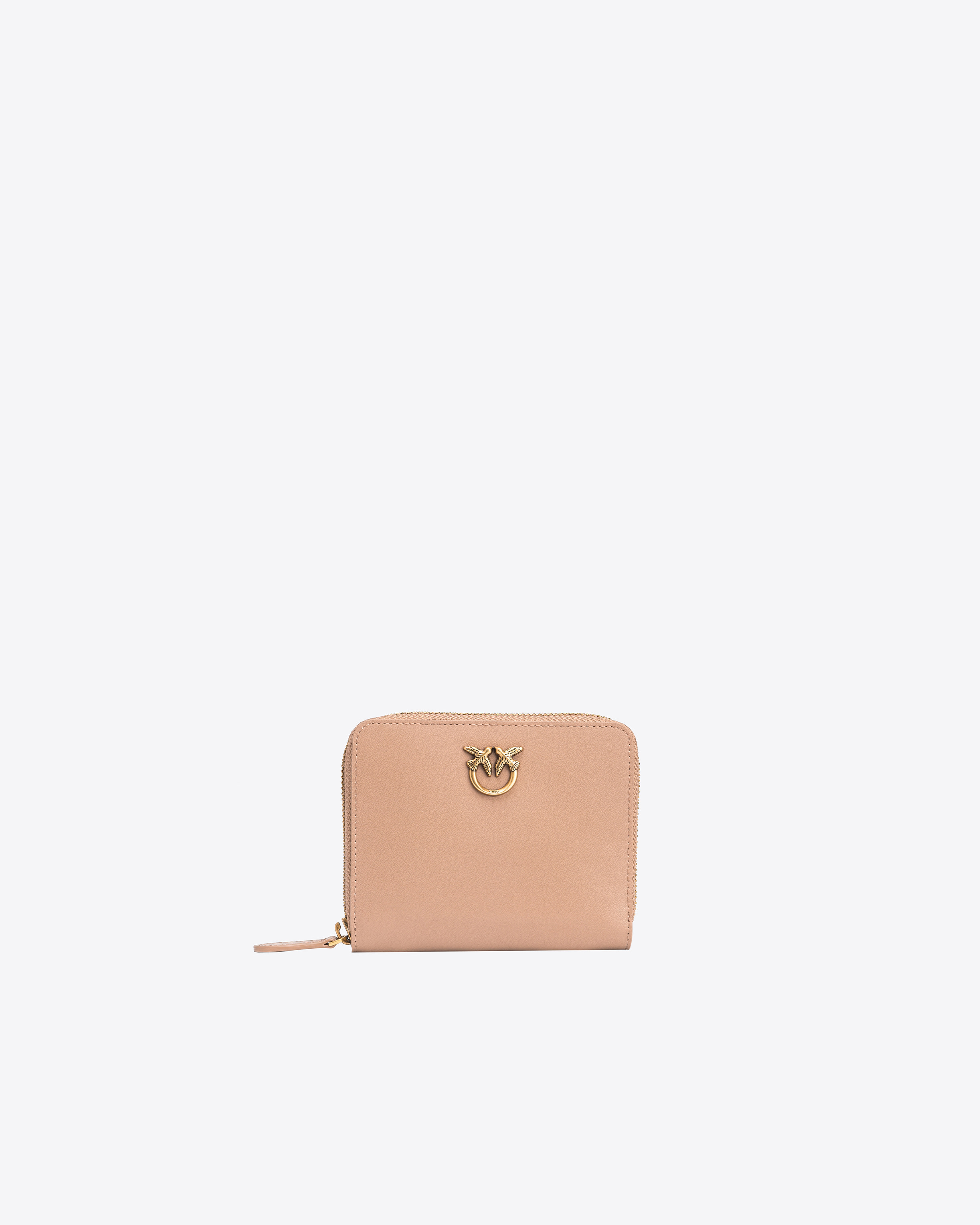 Cartera Cuadrada De Piel Con Cremallera Circundante