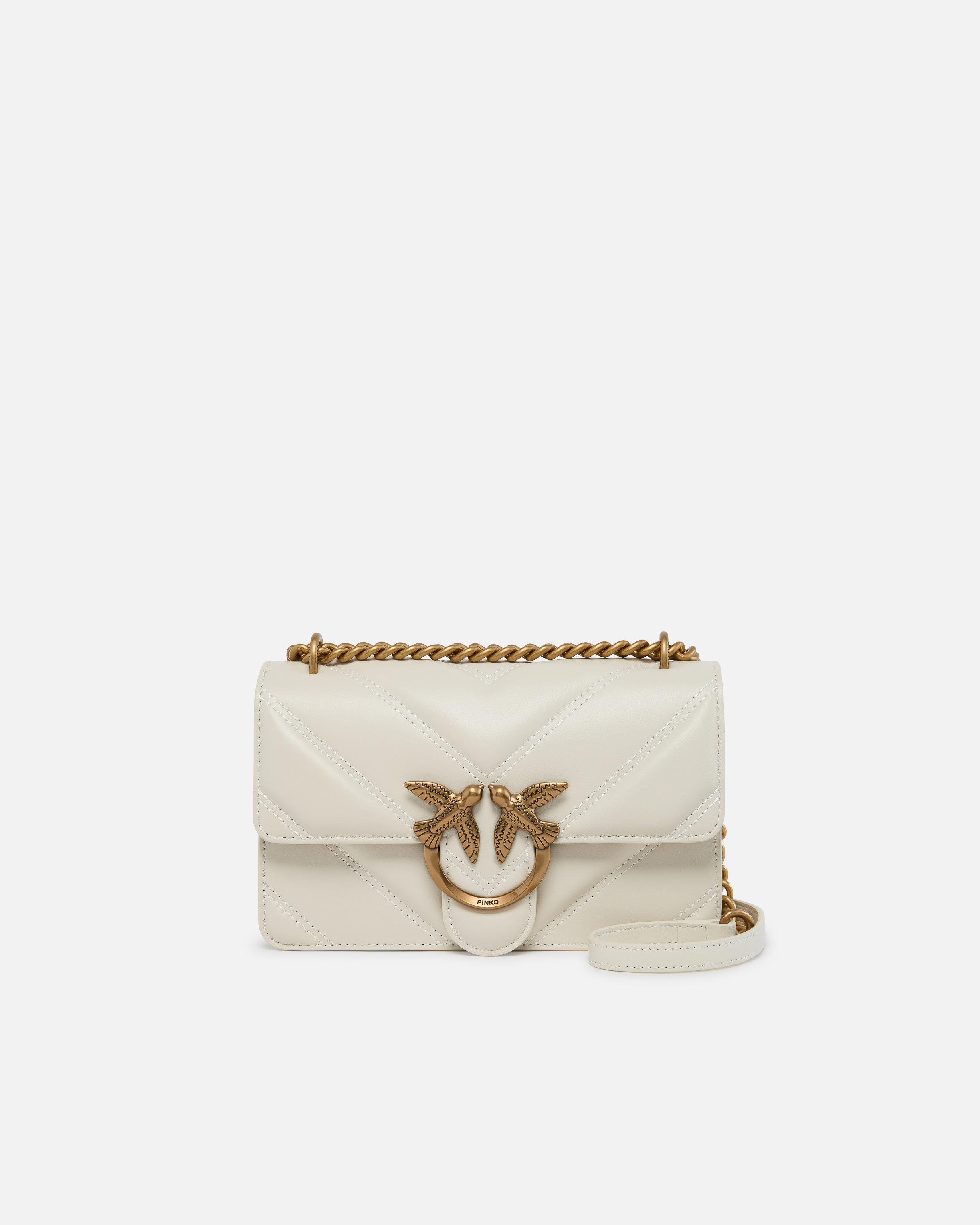 Minibolso Bandolera Love Bag De Napa Con Acolchado Chevrón