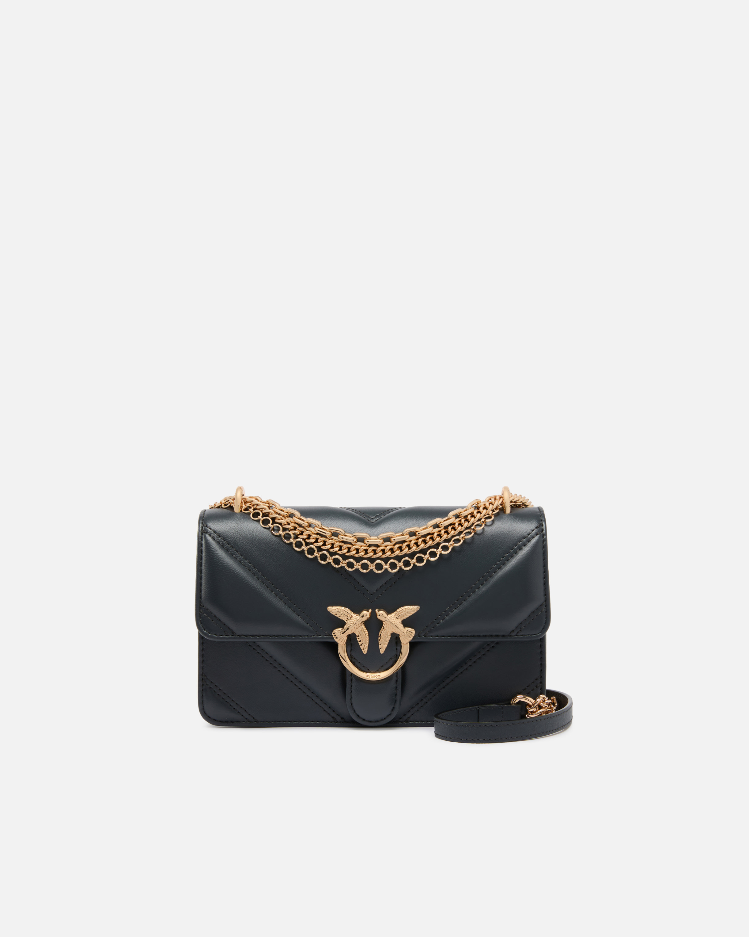 Mini Love Bag One Shoulder Bag In Chevron Leather And Nappa With Triple Chain