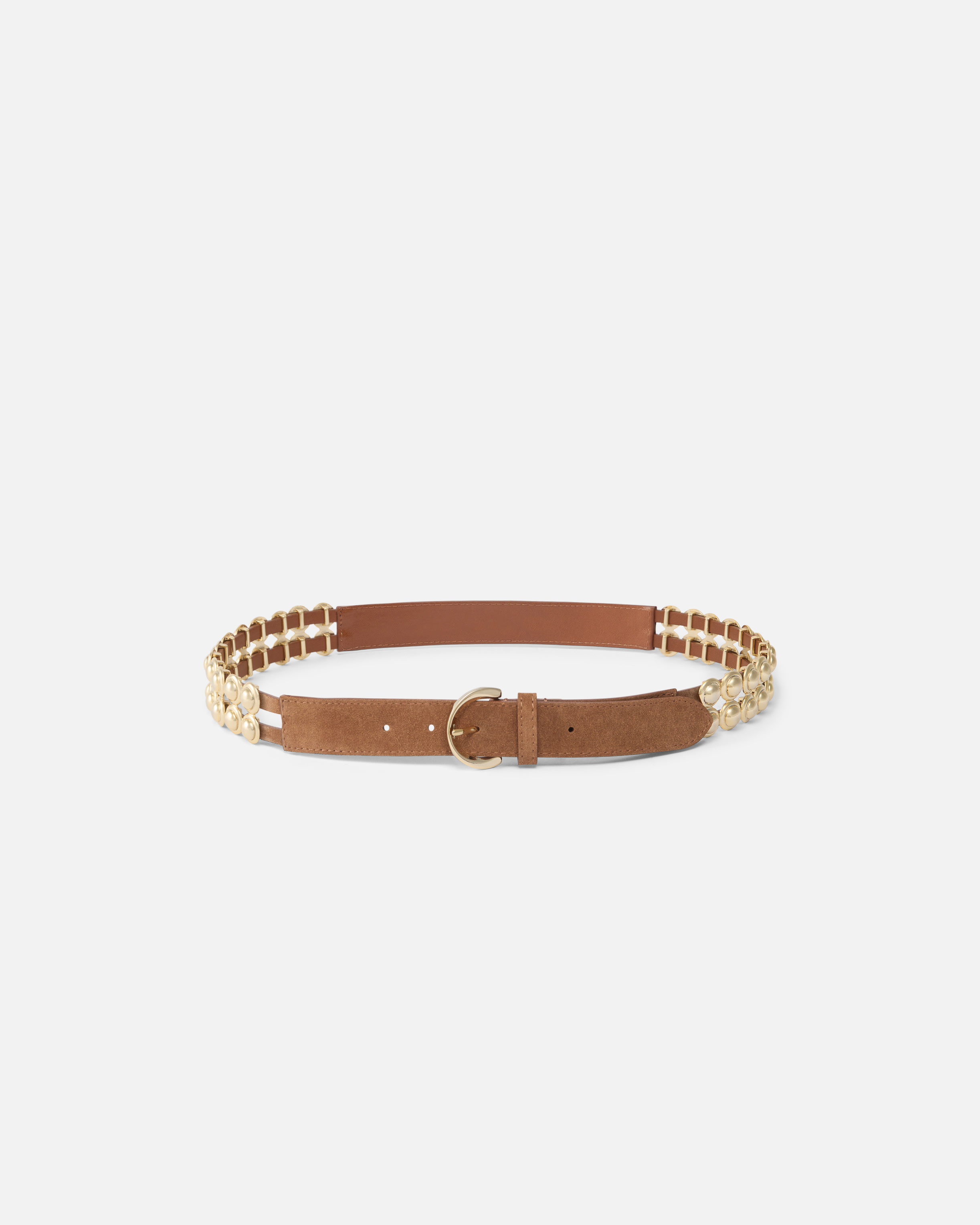 Leather Belt With Metal Embellishments, 3 Cm