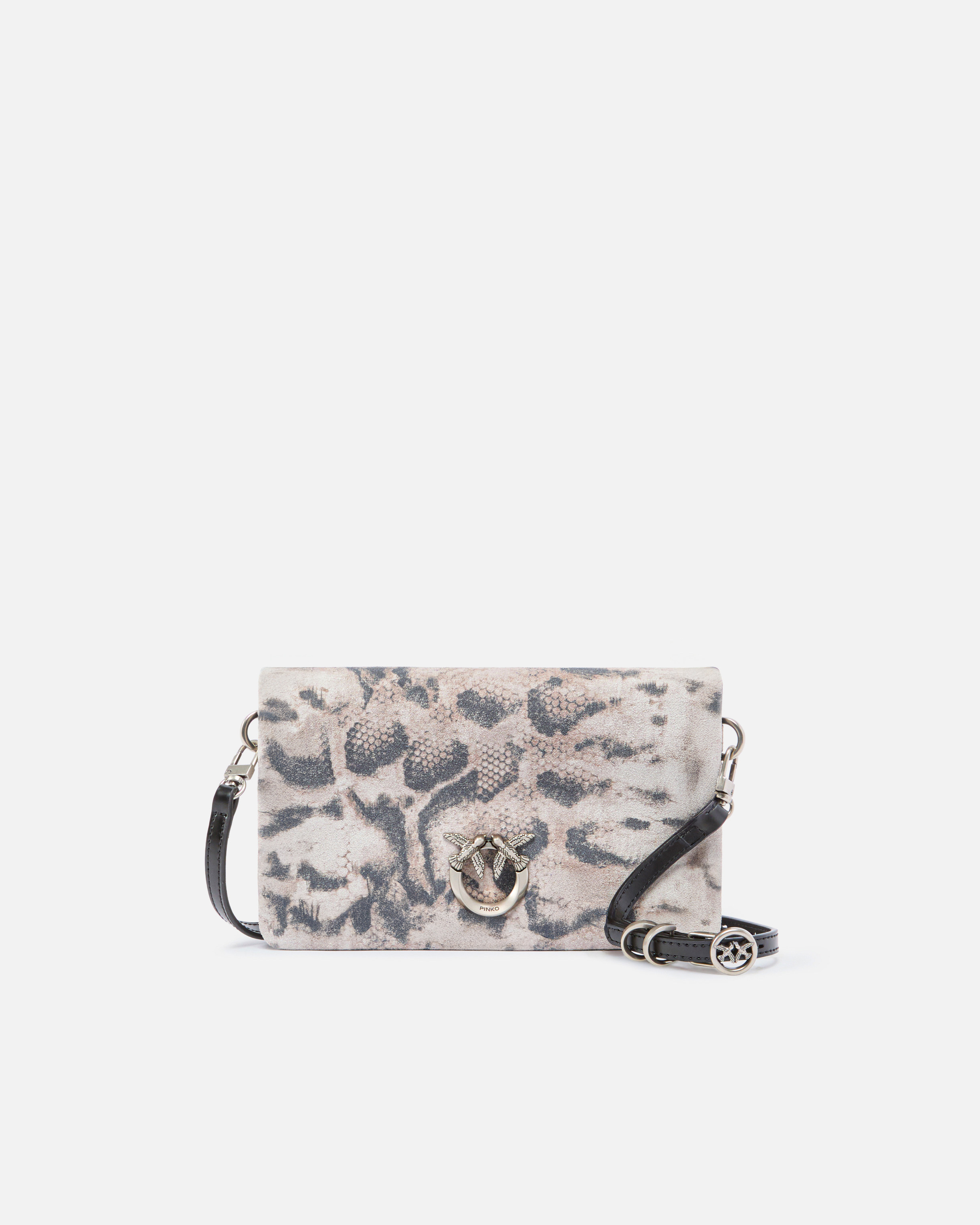 Petite Pochette À Bandoulière Love Bag Click Soft Horizontal Mini En Daim Embossé Python